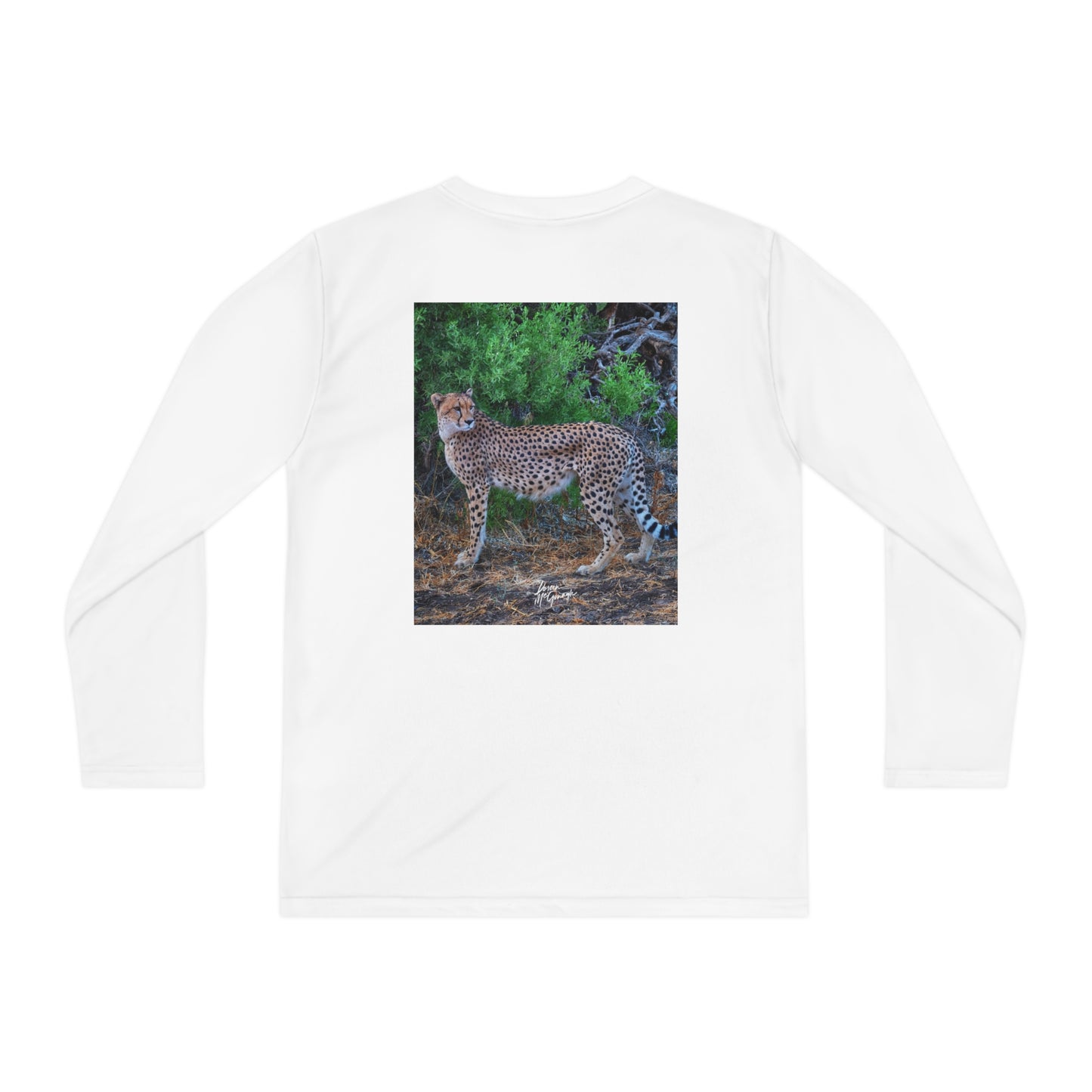 Youth Competitor Long Sleeve Tee with Cheetah Stand by Enjoy Nature