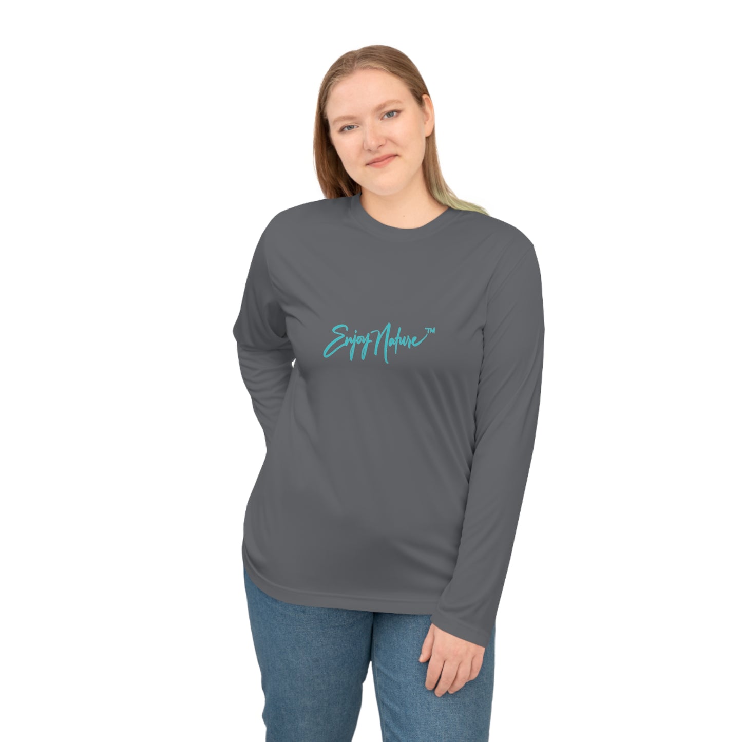 Unisex Long Sleeve Performance Tee - "Elephant Baby with Mom's Gentle Touch" by Enjoy Nature