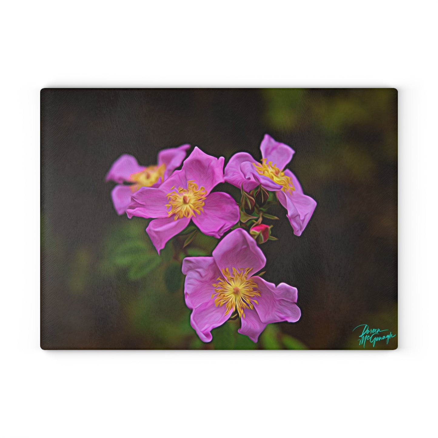 Artistic Enchanted Elegance Wild Flowers Glass Cutting Board with Nature-Inspired Design