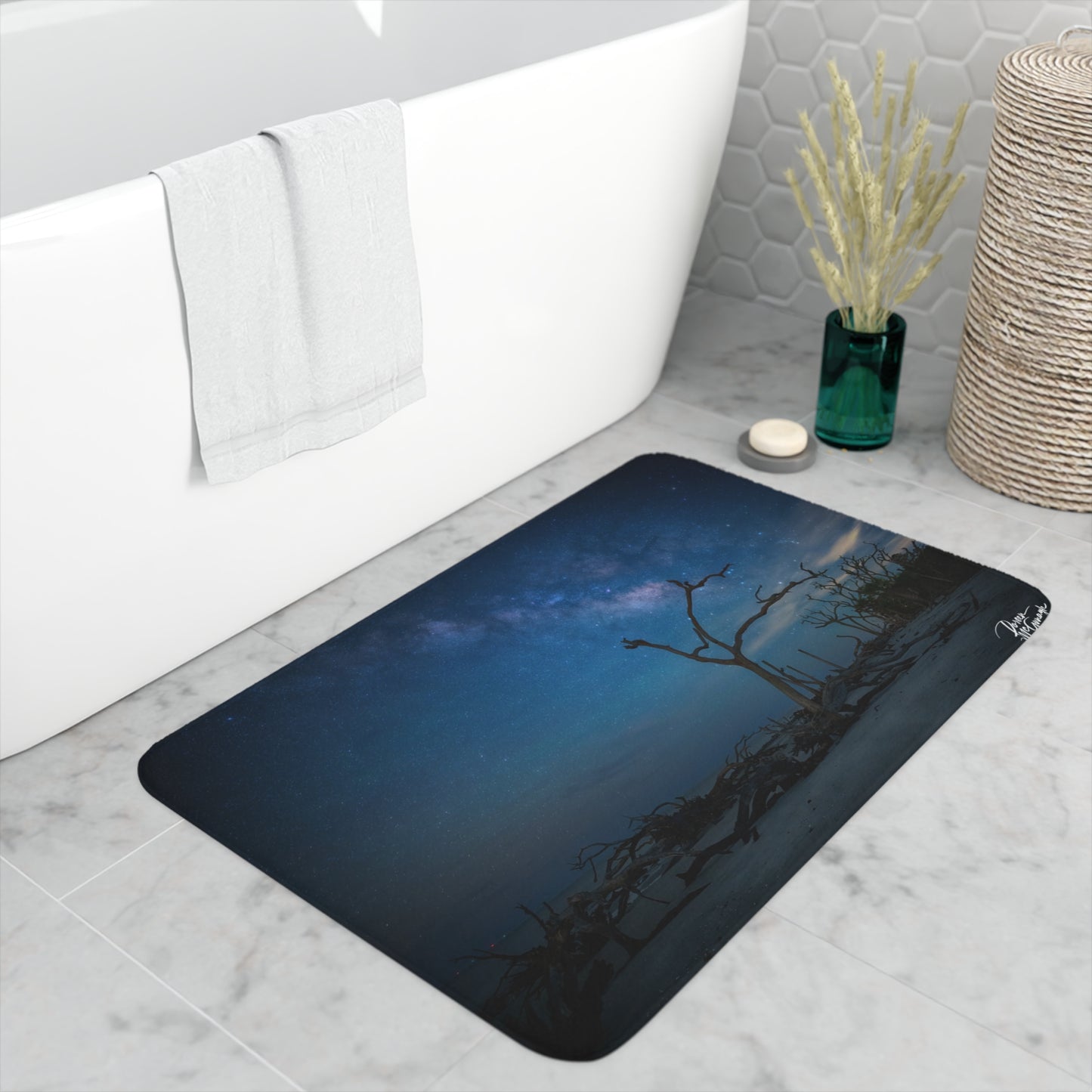 Milky Way Midnight Memory Foam Bath Mat from Enjoy Nature