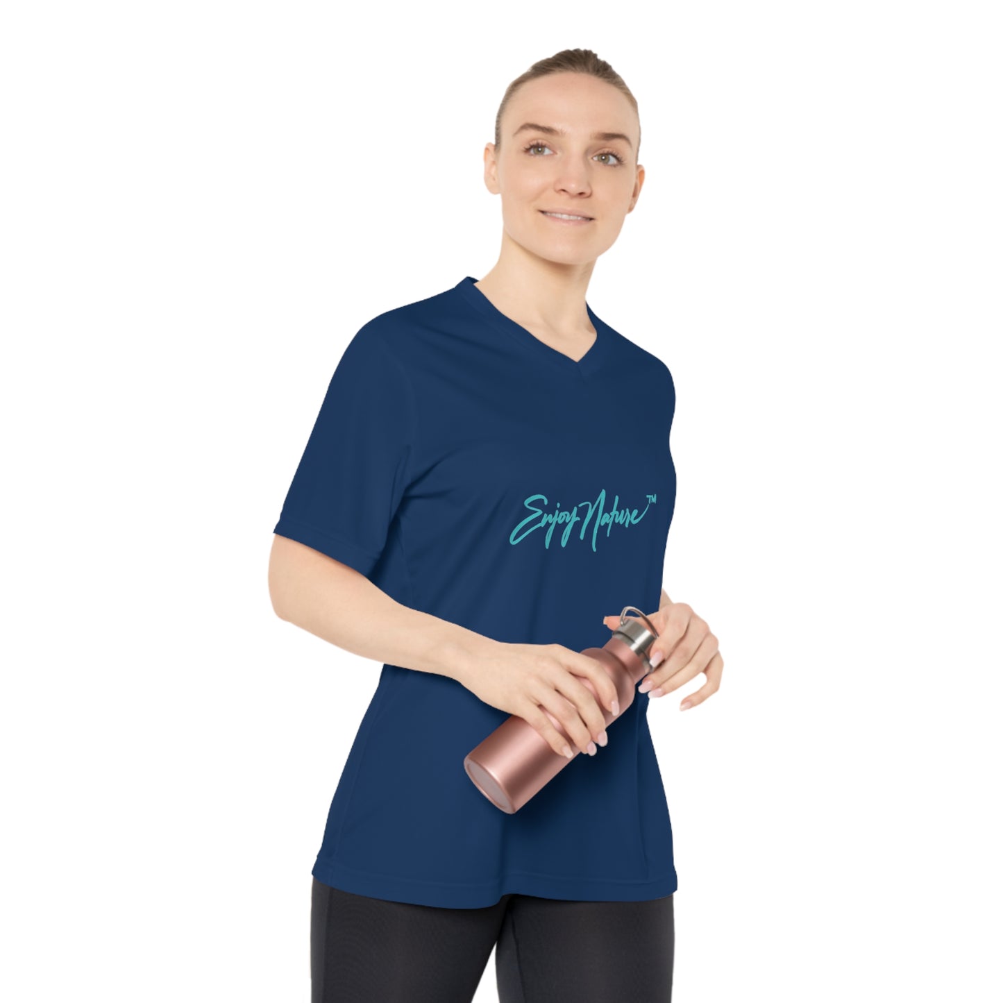 Women's Performance V-Neck T-Shirt - Elephant Family at Watering Hole by Enjoy Nature