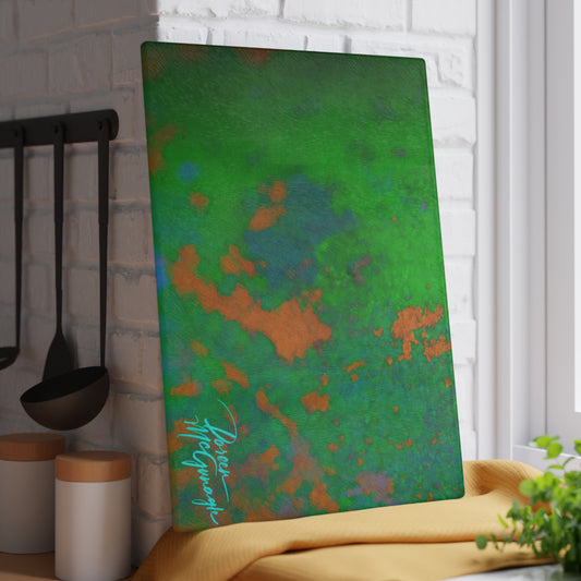 Artistic Imagination Abstract Glass Cutting Board with Nature-Inspired Design