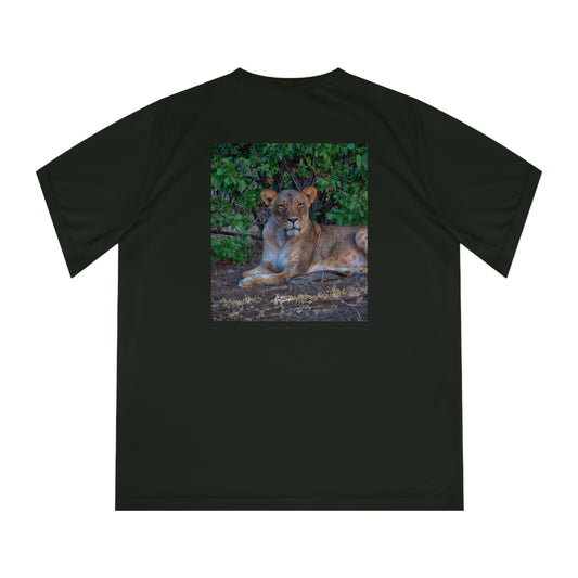 Women's Performance V-Neck T-Shirt - Dreaming About a Lioness by Enjoy Nature