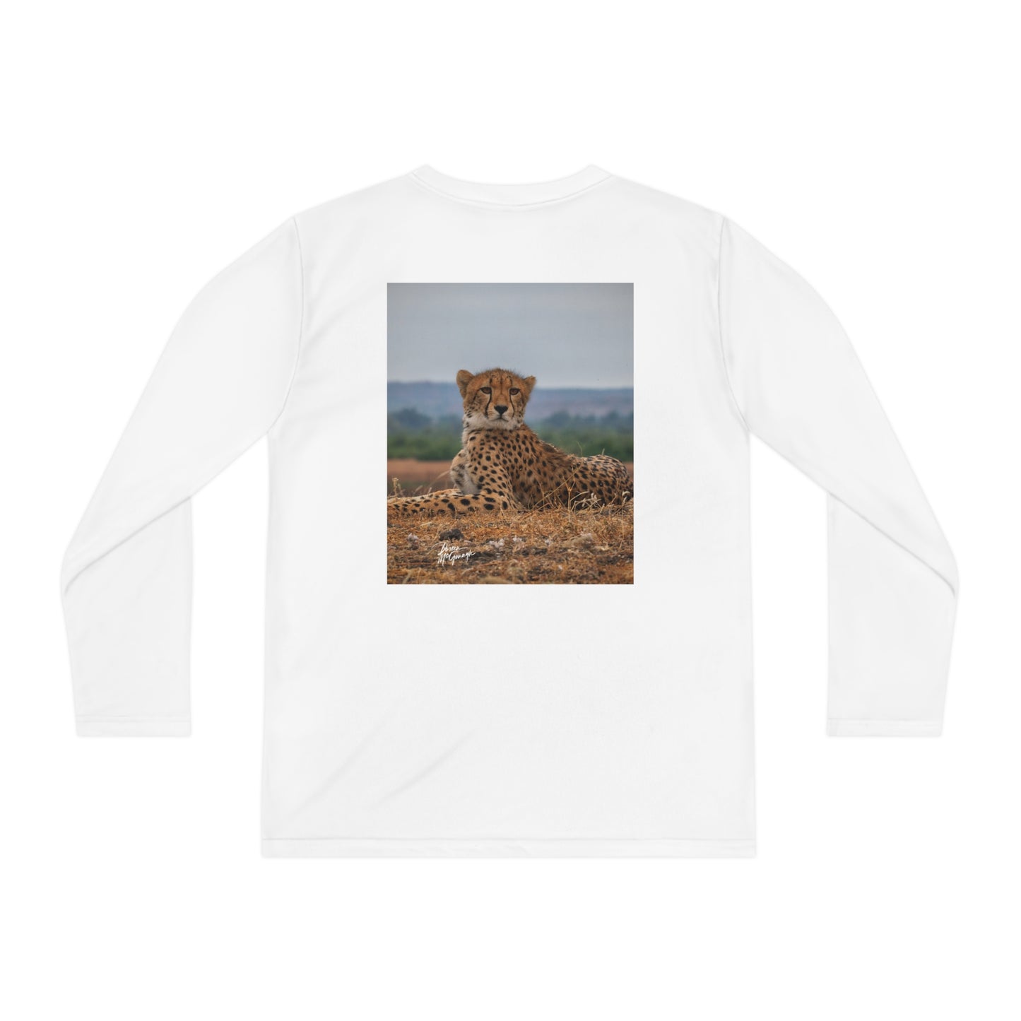 Youth Competitor Long Sleeve Tee with Cheetah Portrait by Enjoy Nature