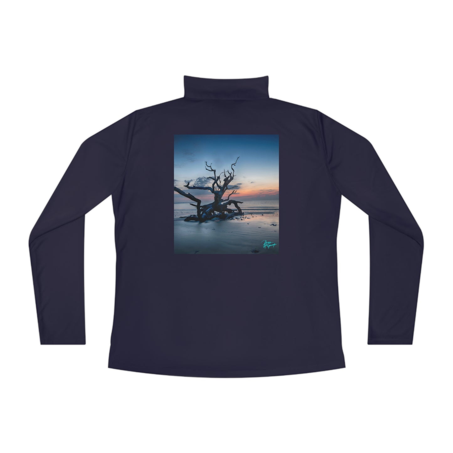 Stay Cozy in Style with Sunrise on Jekyll Island Women's Long Sleeve Quarter Zip Pullover - A Wardrobe Essential