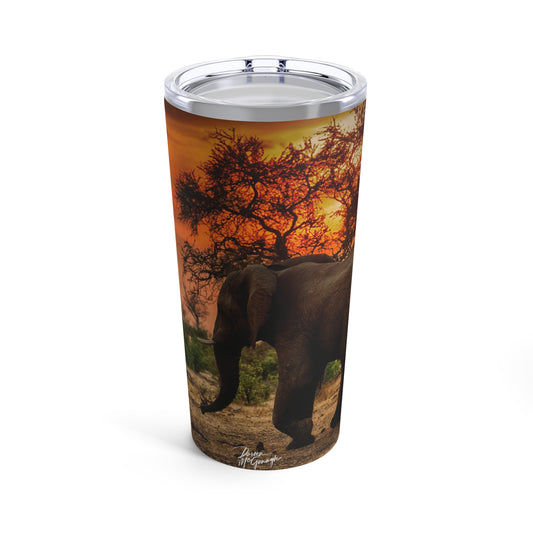 Enjoy Nature Spirited Elephant at Sunset on Savanna 20 oz Travel Tumbler