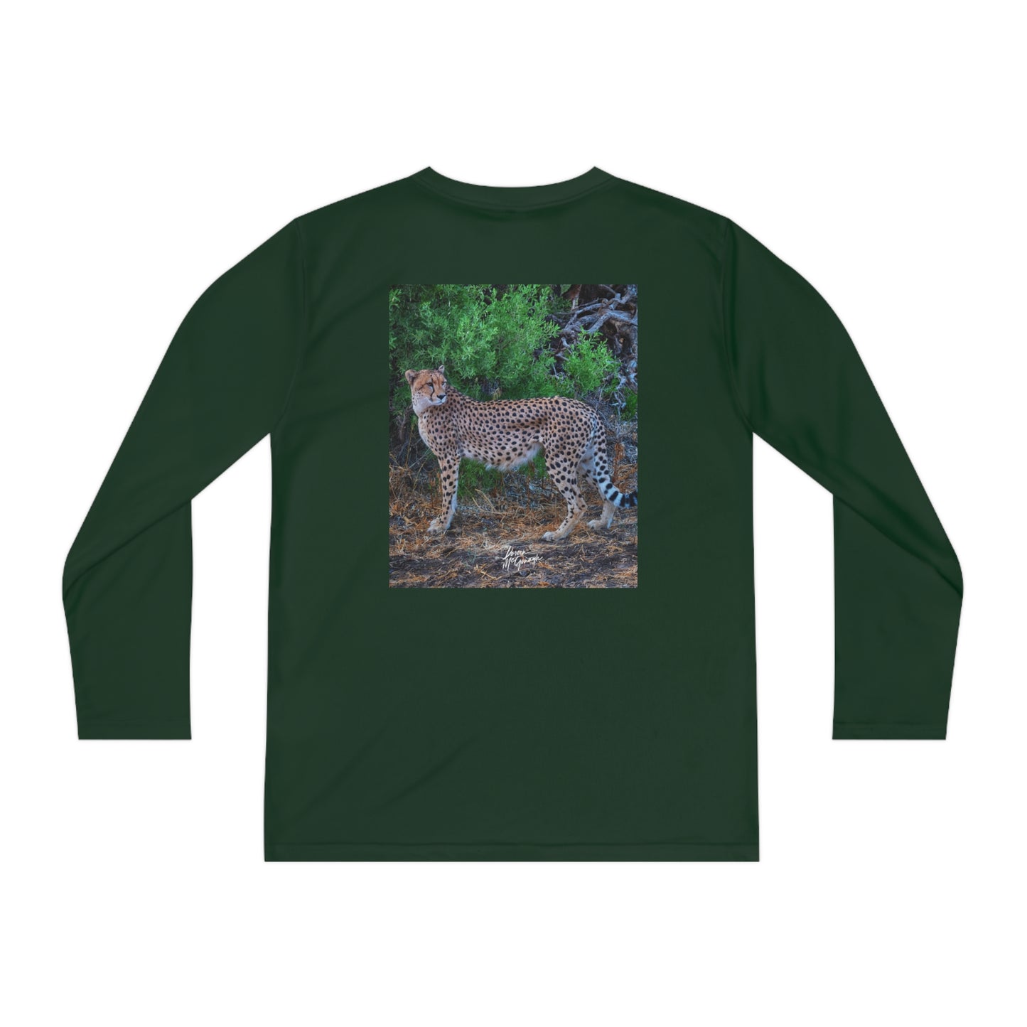 Youth Competitor Long Sleeve Tee with Cheetah Stand by Enjoy Nature