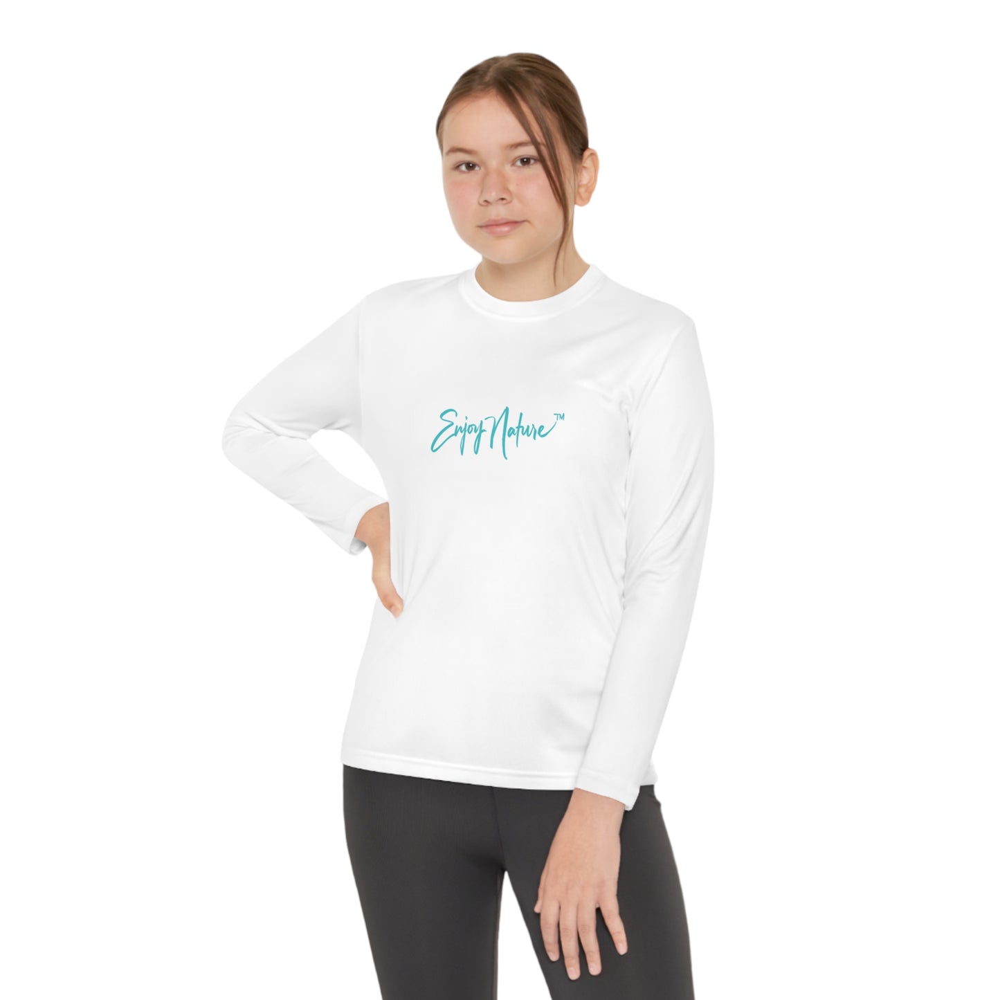 Youth Competitor Long Sleeve Tee with Elephant Baby Under Mom’s Watchful Eye by Enjoy Nature