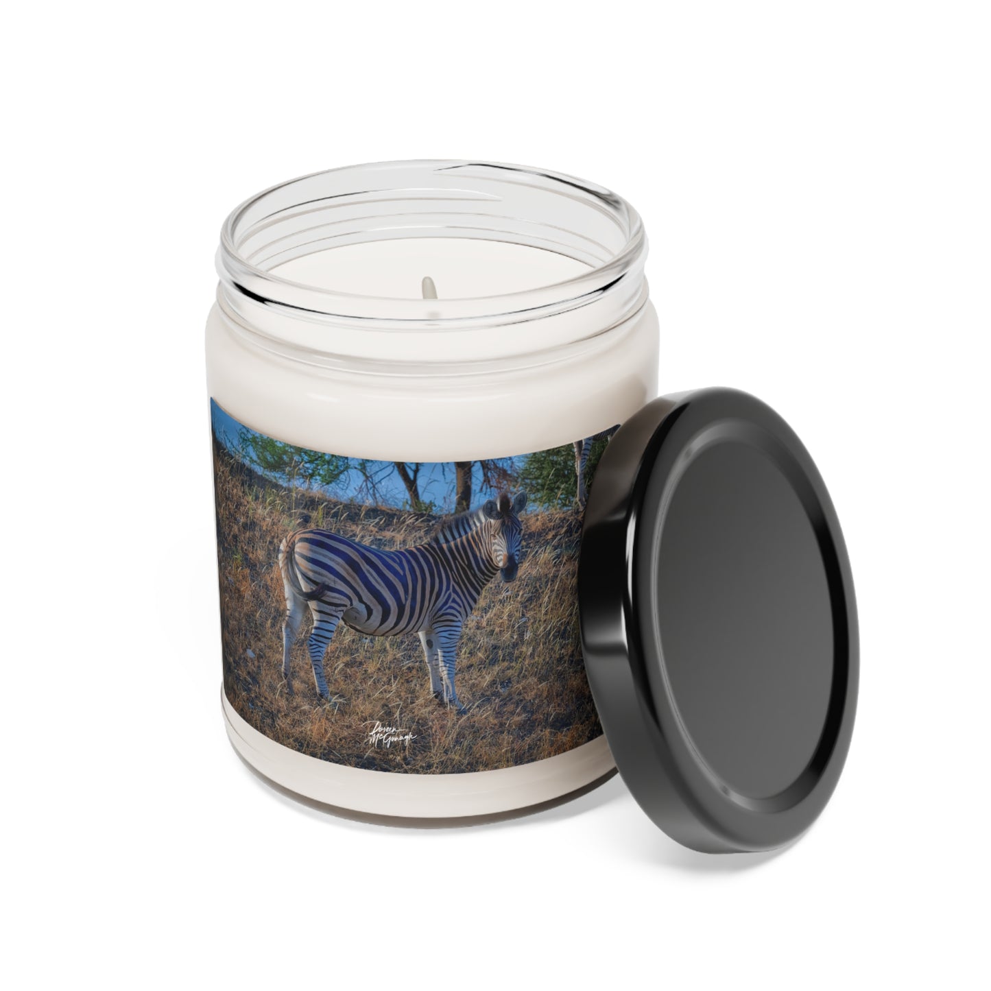 Experience the Pure Essence of Nature with the Baby Zebra Scented Soy Candle by Enjoy Nature