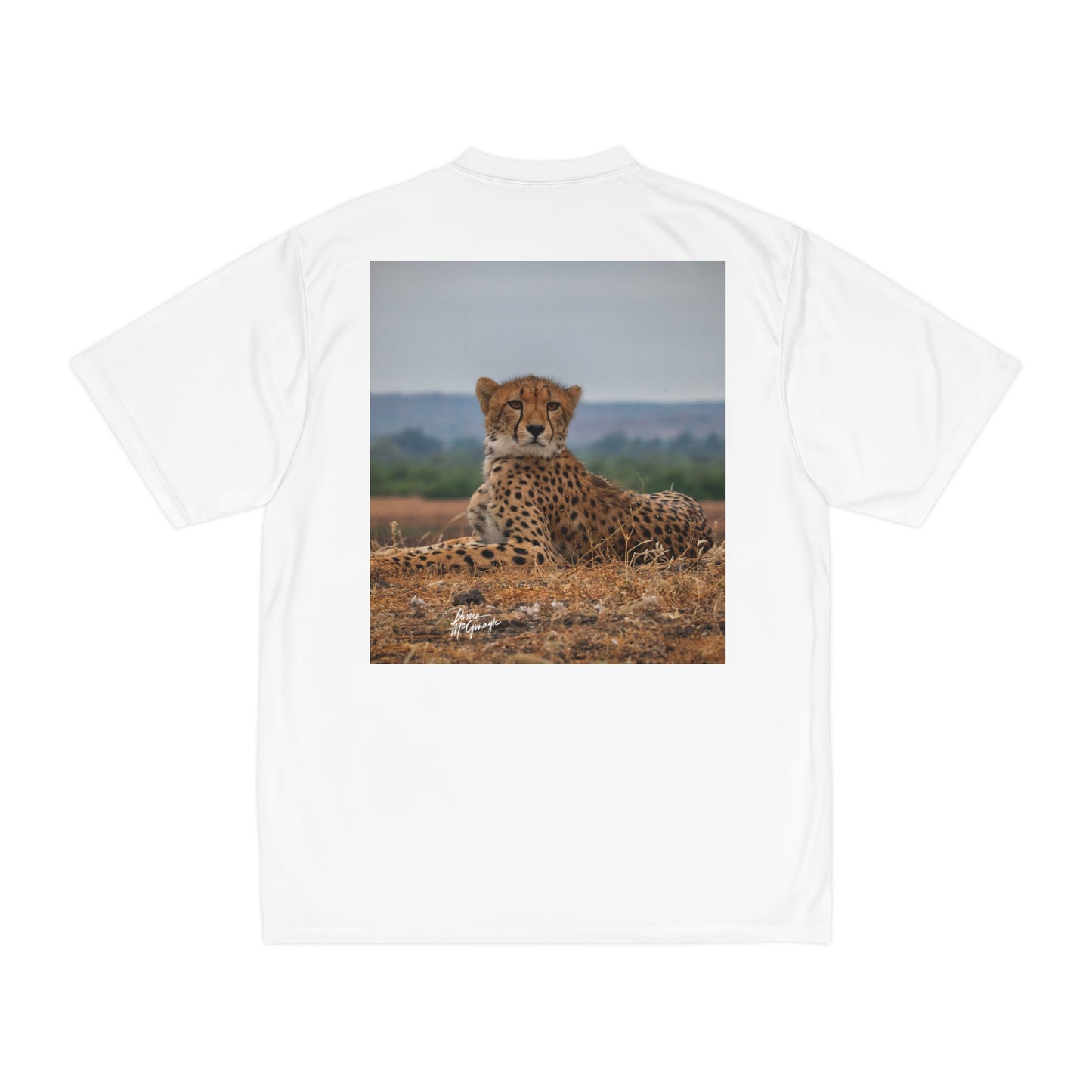 Men's Performance T-Shirt with Fine Art Image of Cheetah Portrait by Enjoy Nature