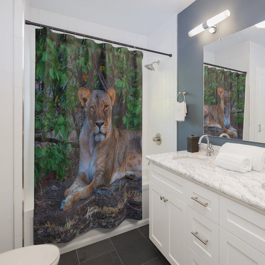 Dreaming About a Lioness Shower Curtain | Majestic & Earthy Wildlife Decor by Enjoy Nature