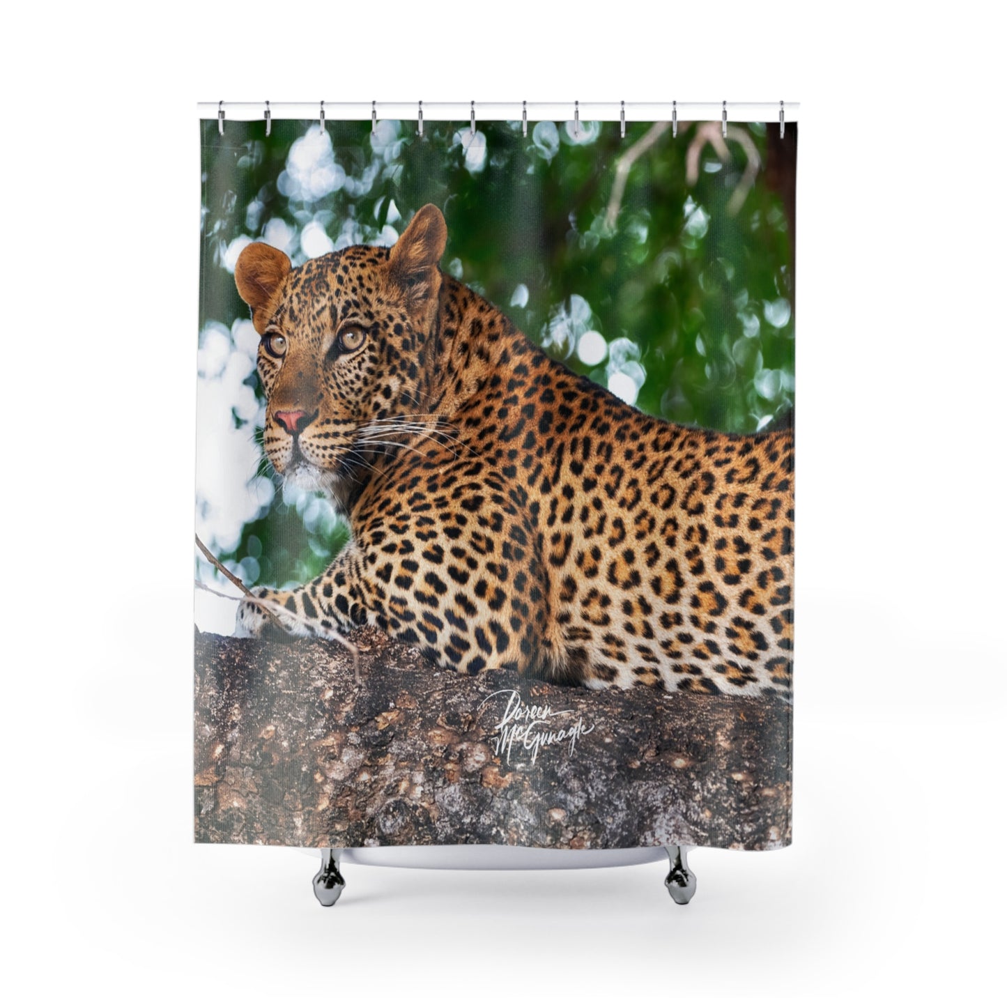 Leopard in Tree Shower Curtain | Serene & Earthy Wildlife Decor by Enjoy Nature