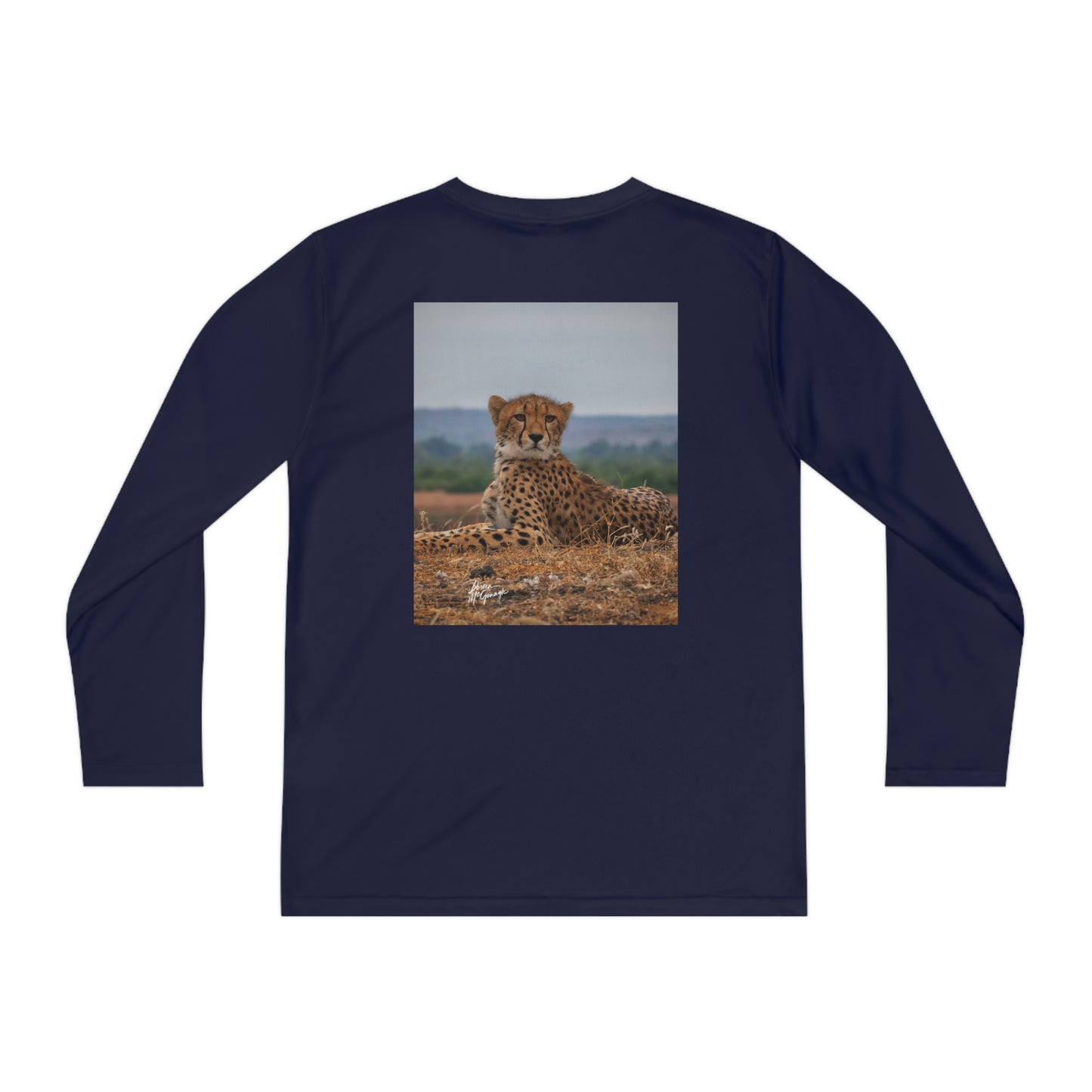 Youth Competitor Long Sleeve Tee with Cheetah Portrait by Enjoy Nature