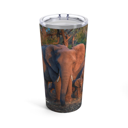 Enjoy Nature Elephant Family in Forest 20 oz Travel Tumbler