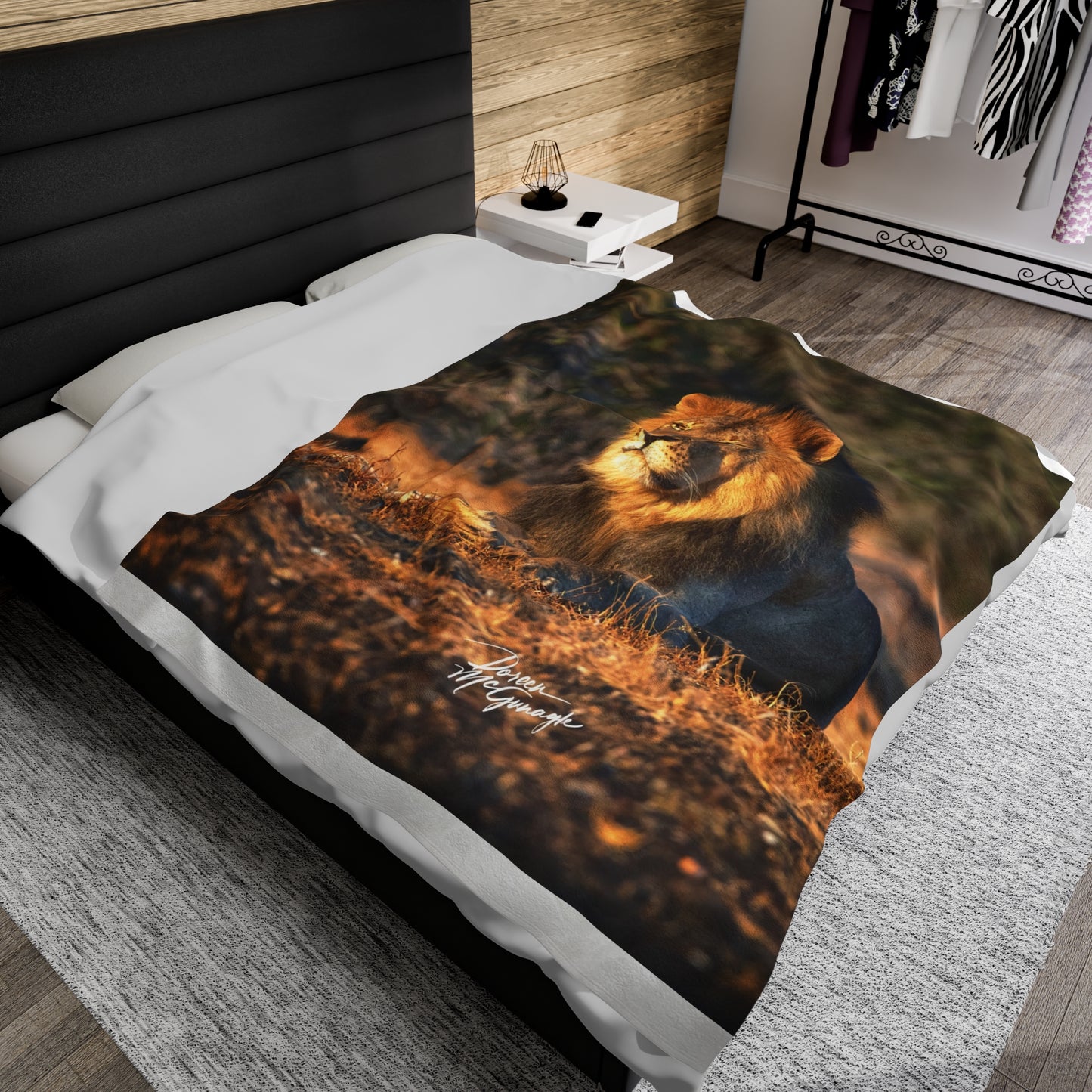 Velveteen Plush Blanket with Lion King of Jungle by Enjoy Nature