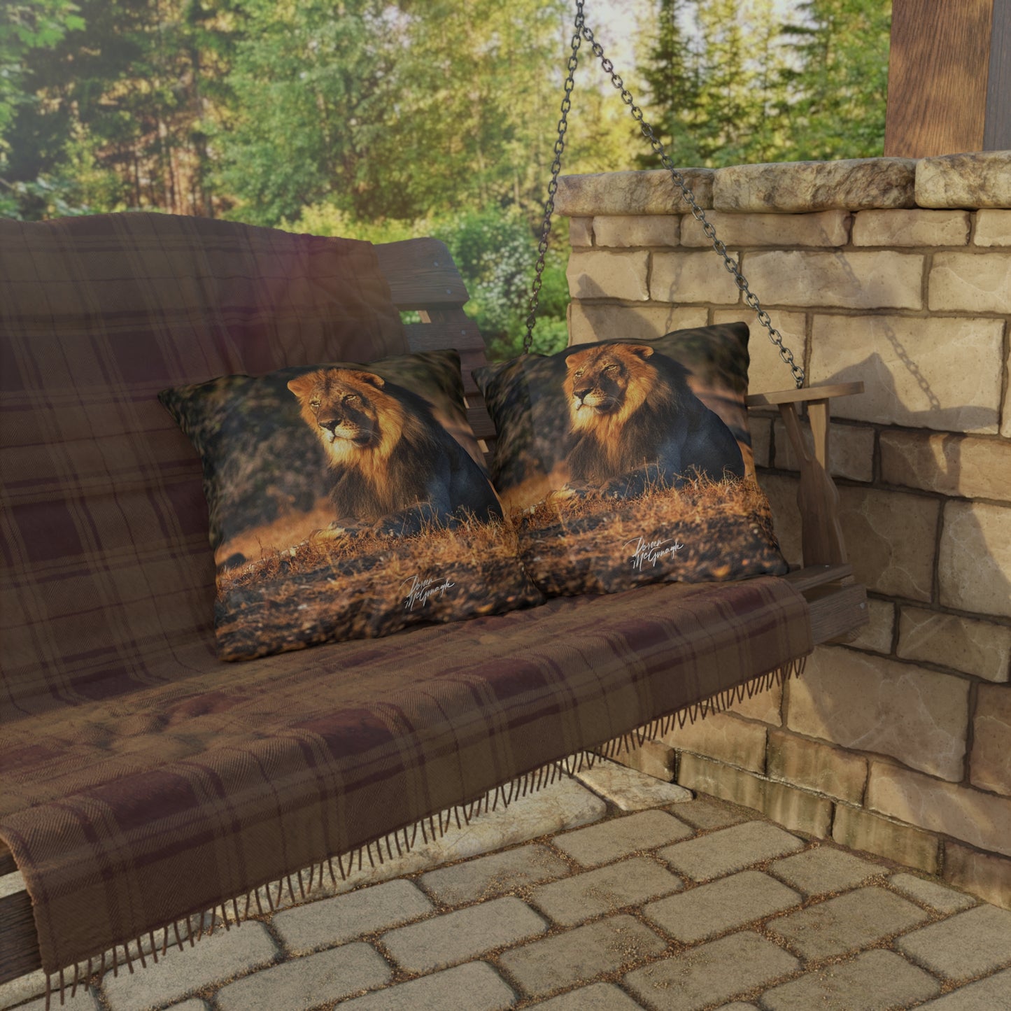 Enjoy Nature Outdoor Pillow with Lion King of Jungle – Artistic, Comfy, and Durable Decorative Accent