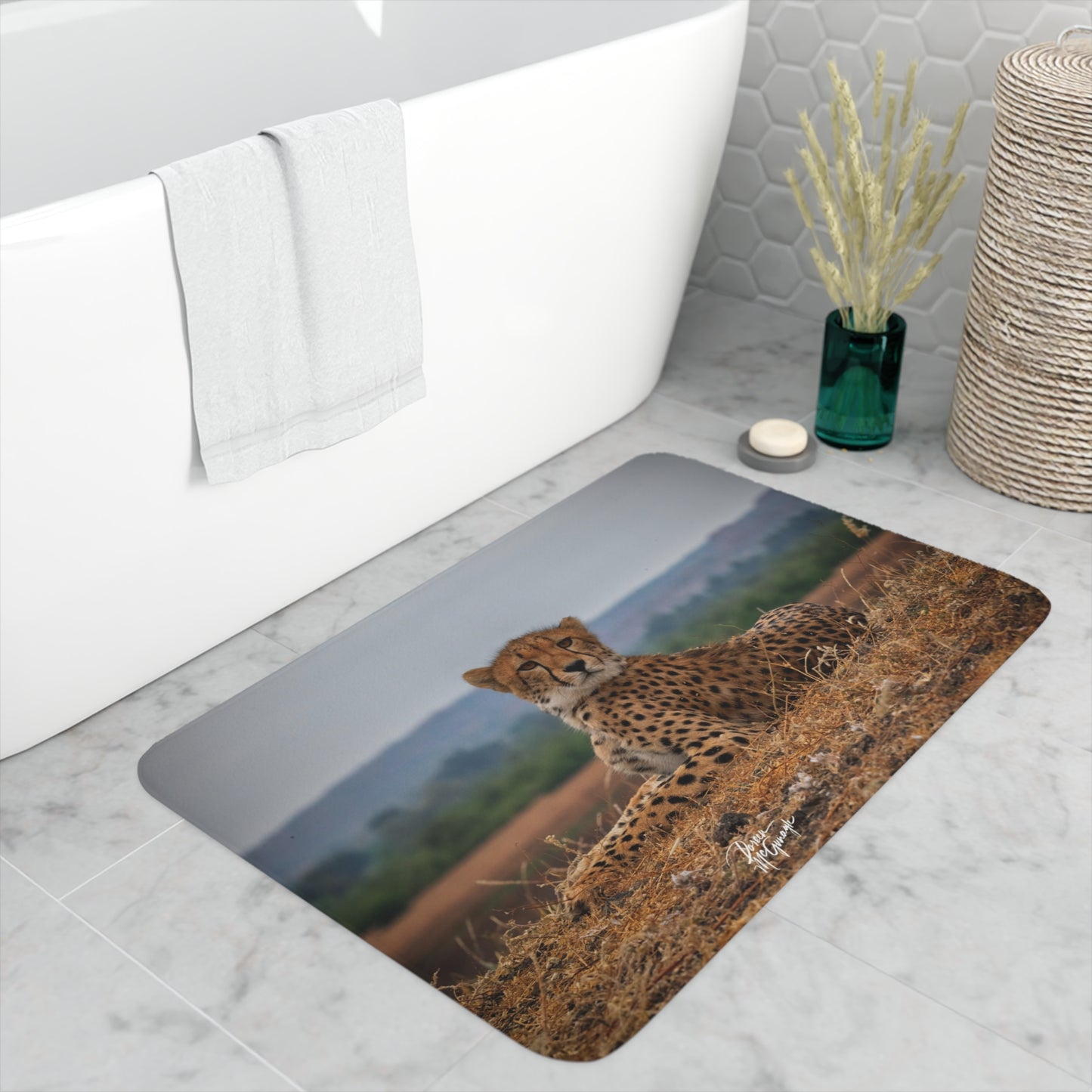 Cheetah Portrait Memory Foam Bath Mat from Enjoy Nature