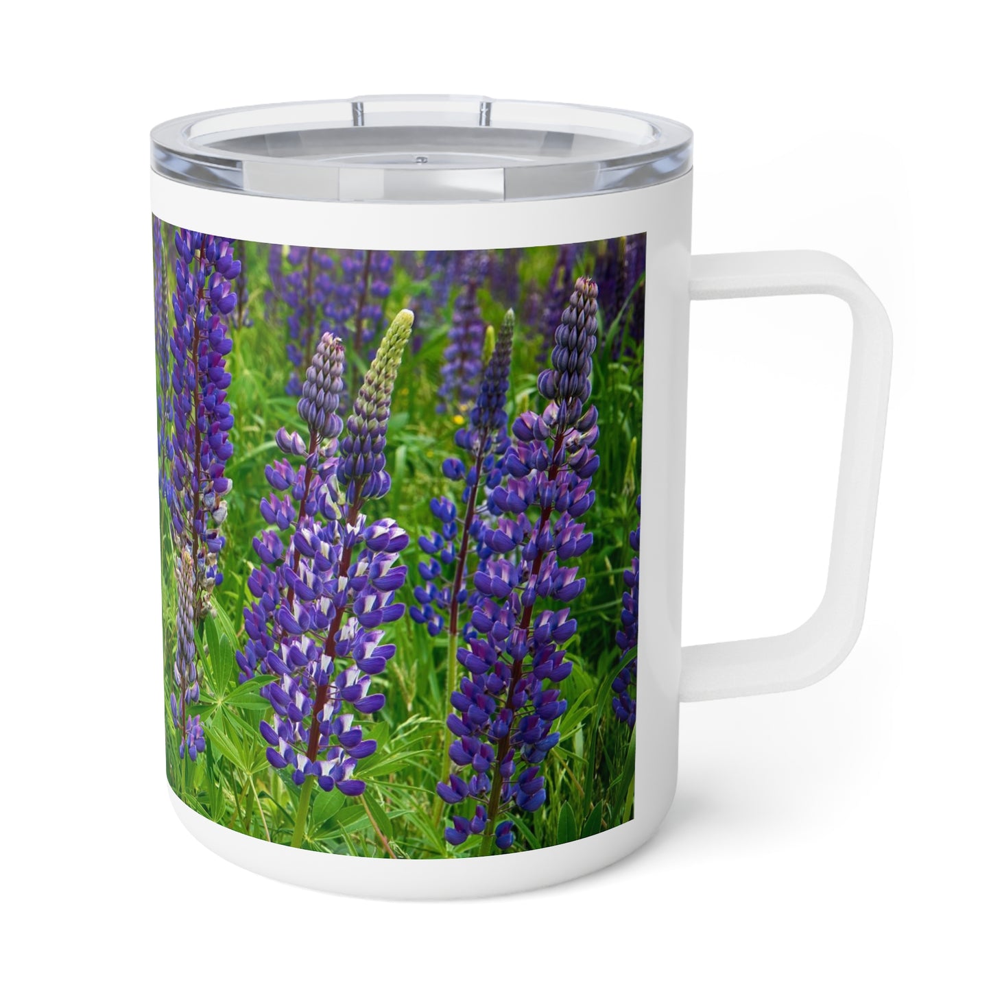 Eco friendly, Maine Wild Lupine, 10 oz  Insulated Travel Mug, 10oz