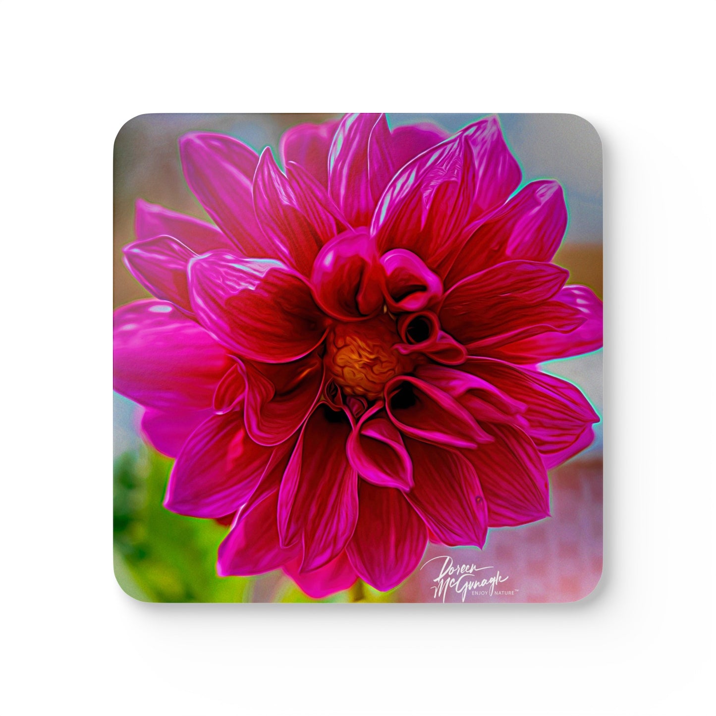 Dahlia Bloom Corkwood Coaster Set (Box of 4)