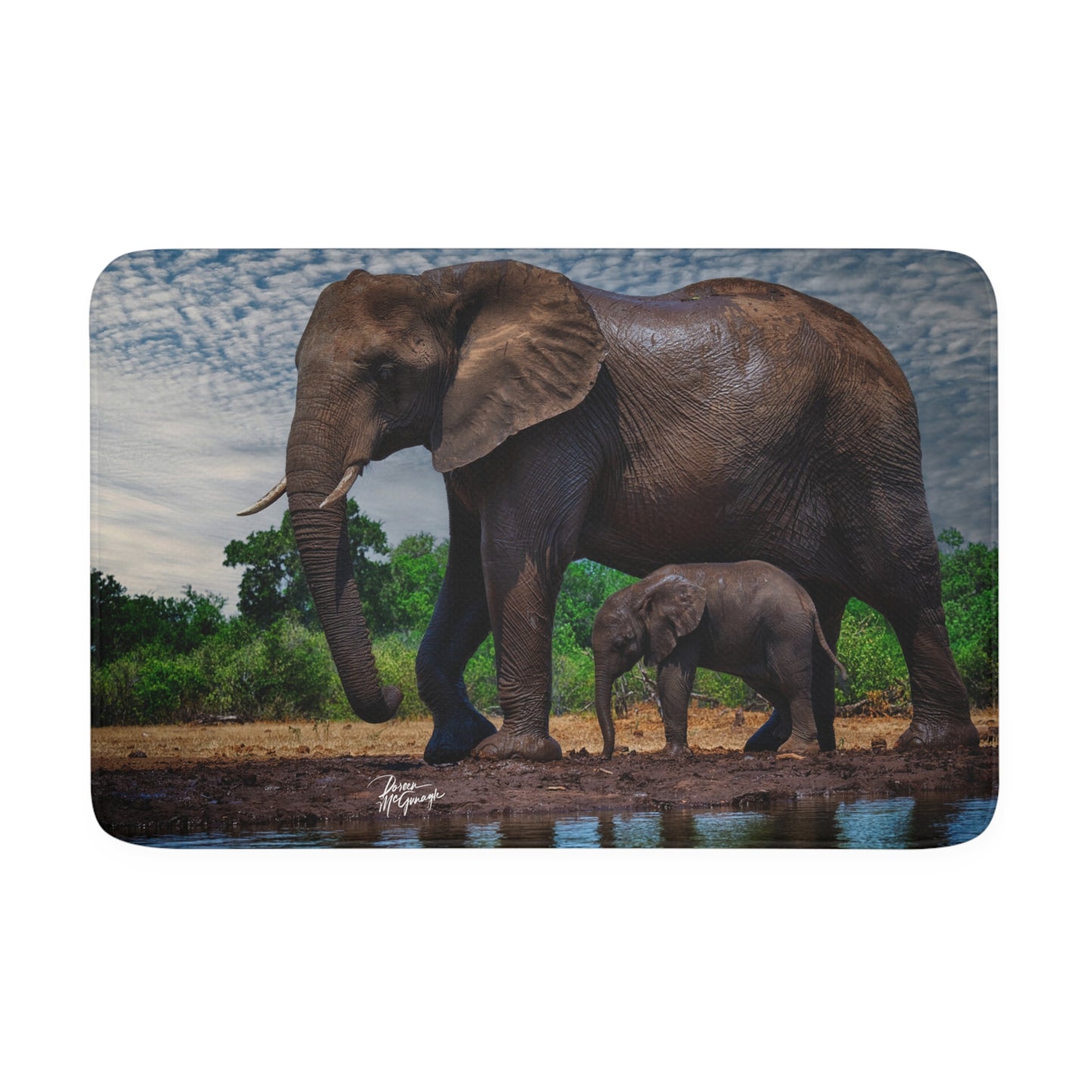 Baby Elephant Walk with Mom Memory Foam Bath Mat from Enjoy Nature