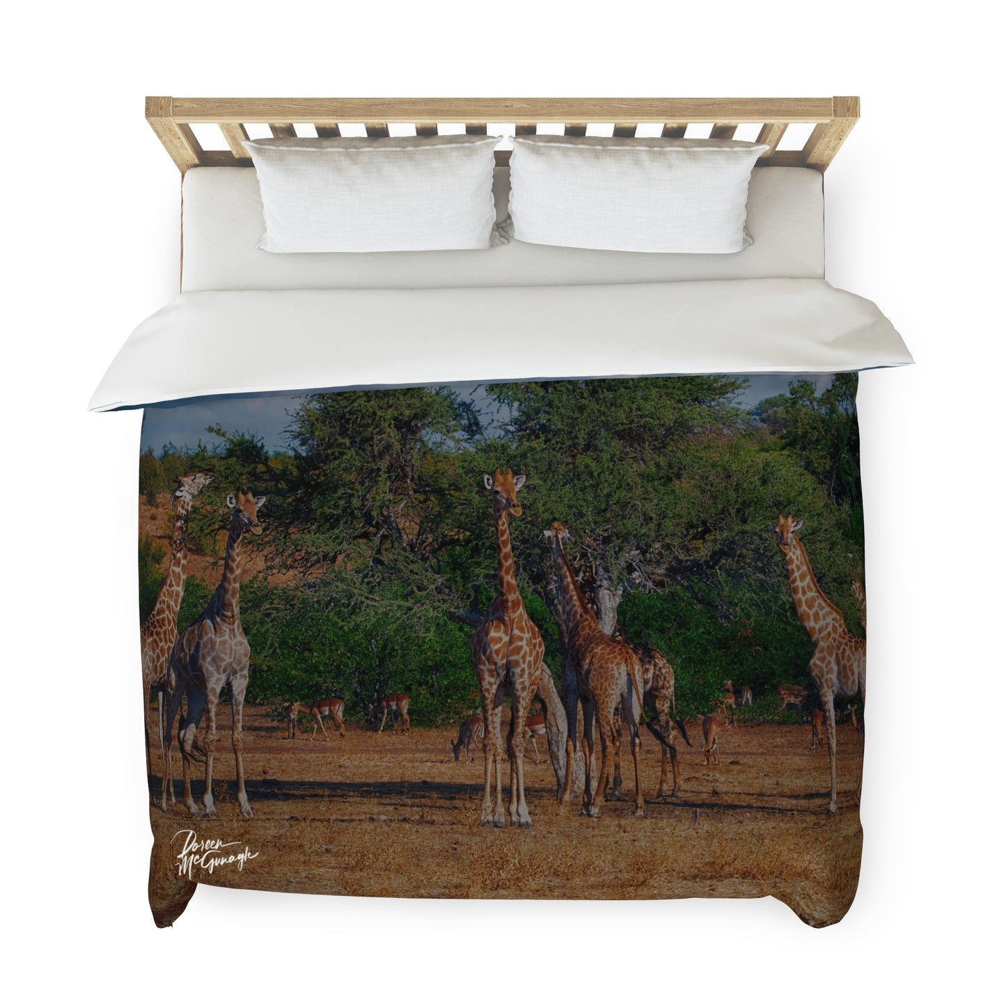 Enjoy Nature Giraffe Family Duvet Cover