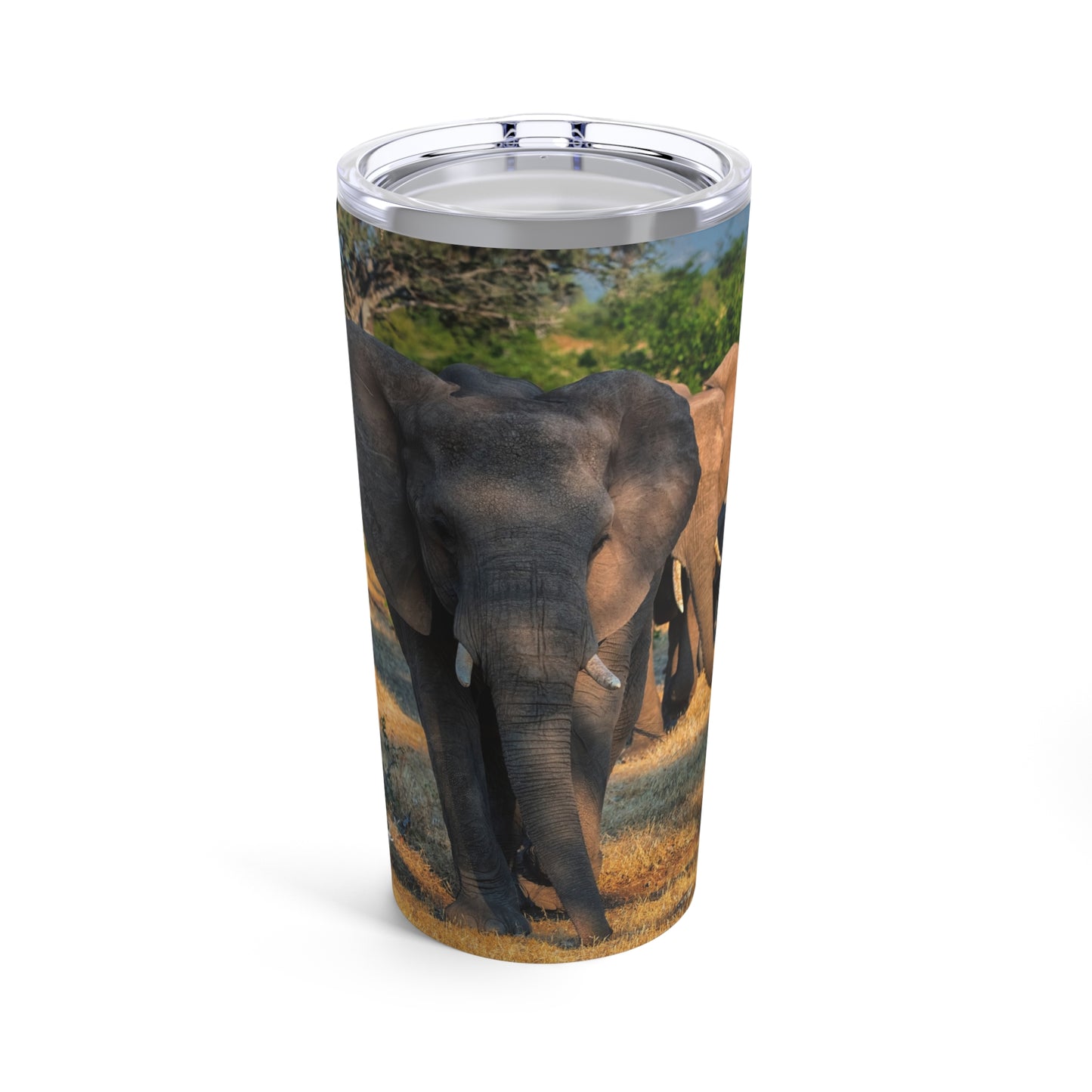 Enjoy Nature Spirited Elephant Herd 20 oz Travel Tumbler