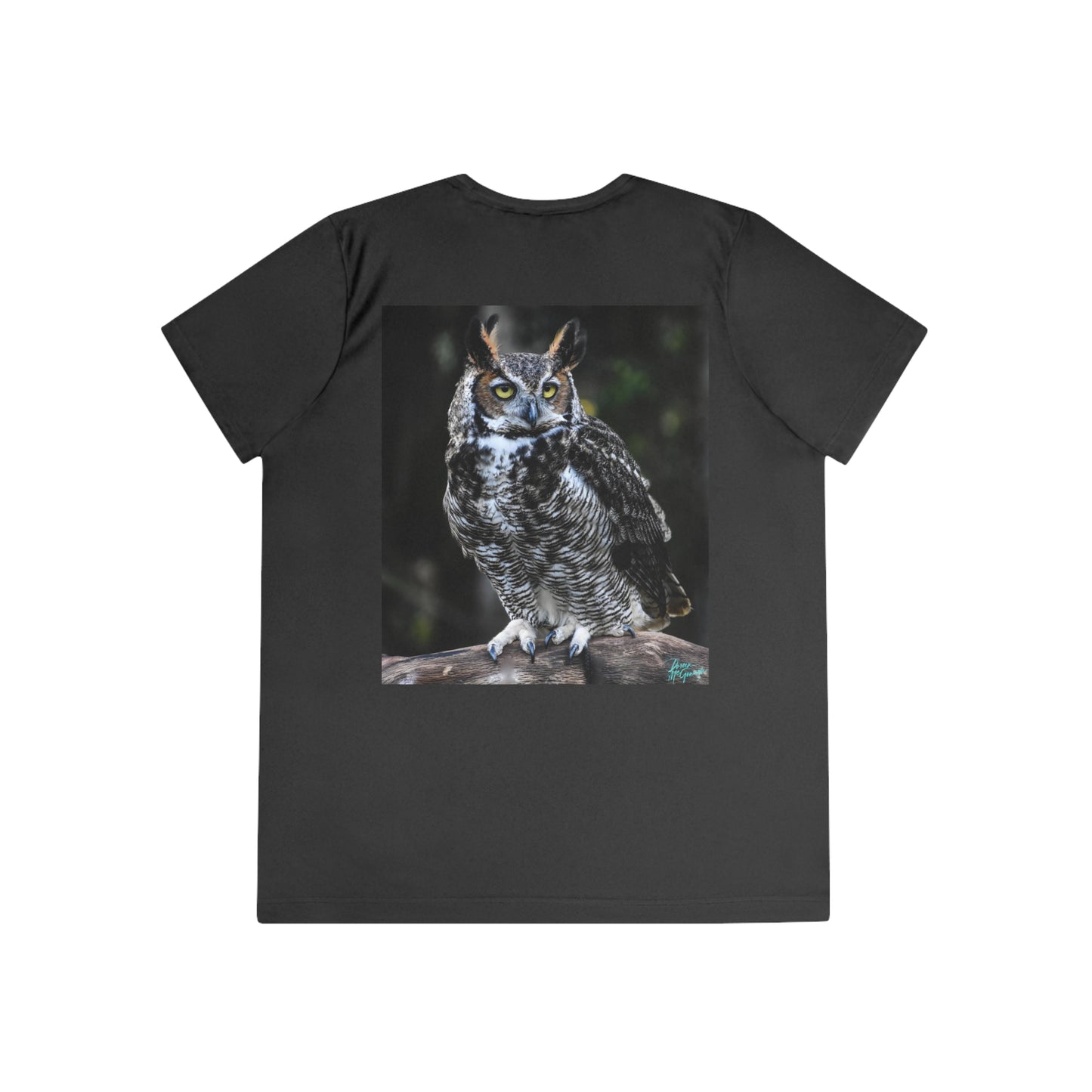 Great Horned Owl Ladies Performance Tee - Stay active and stylish with this moisture-wicking sports tee!