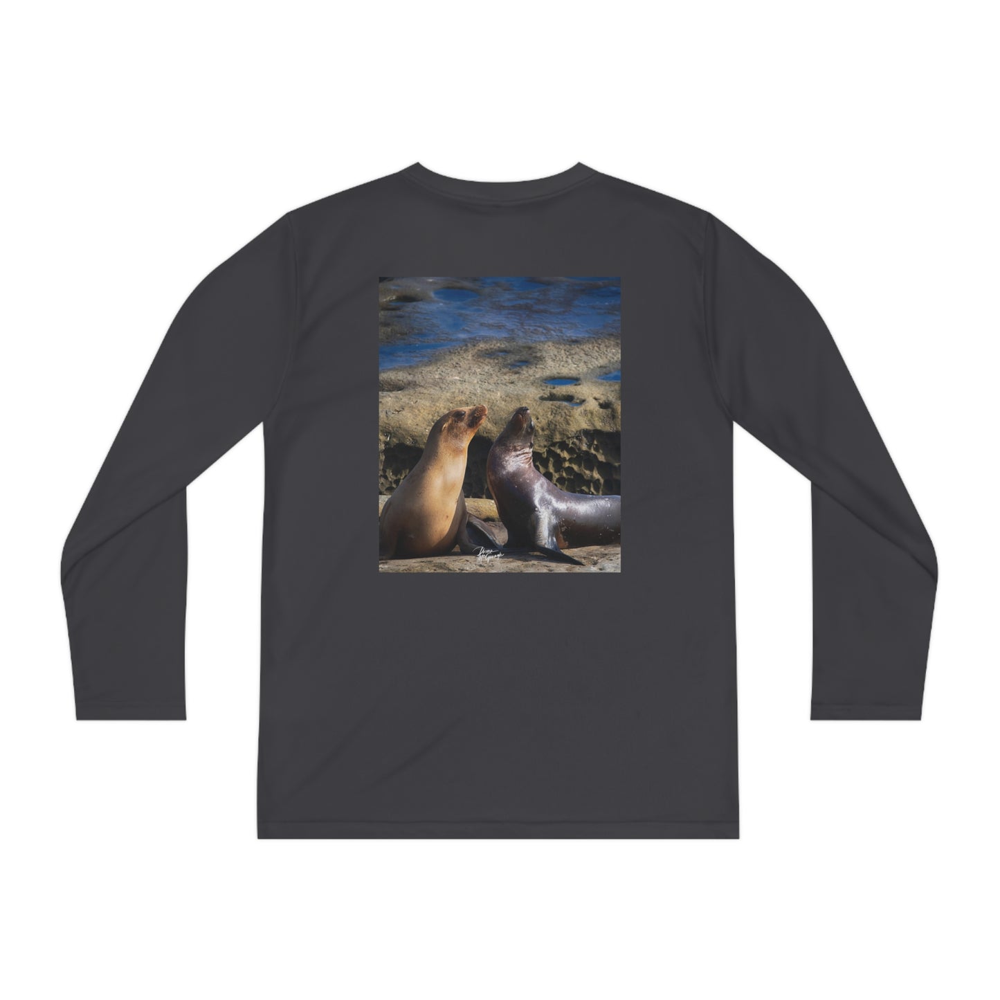 Playful Duo Sea Lions Youth Long Sleeve Competitor Tee