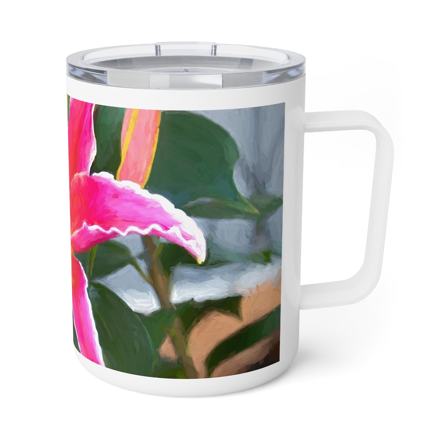 Enjoy Nature 10 oz Travel Tumbler with Pink Lily Design