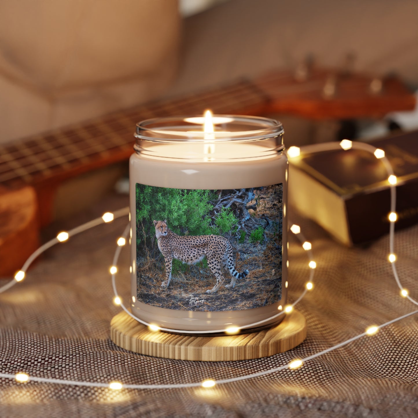 Experience the Pure Essence of Nature with the Cheetah Stand Scented Soy Candle by Enjoy Nature