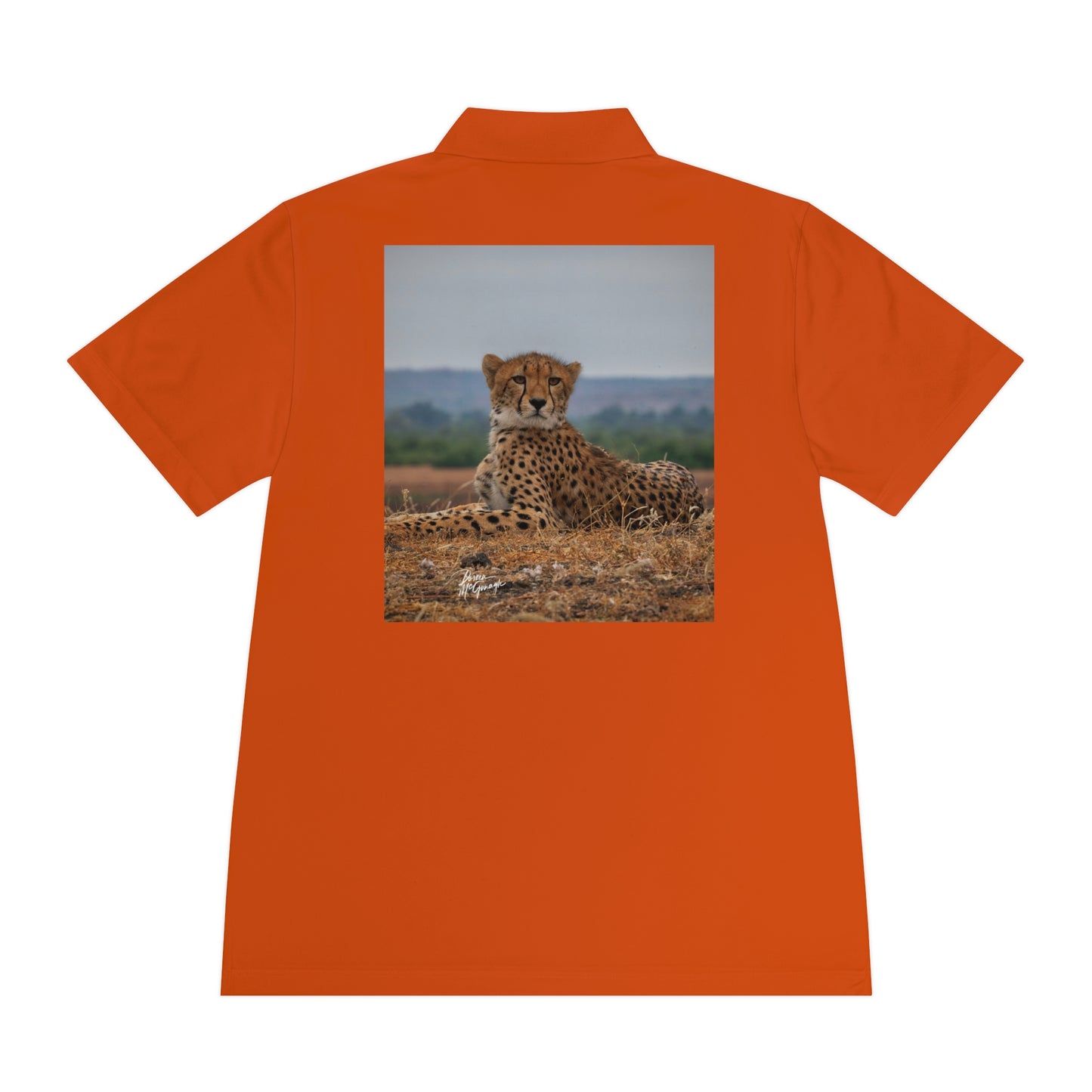 Men's Performance Polo Shirt - Cheetah Portrait by Enjoy Nature