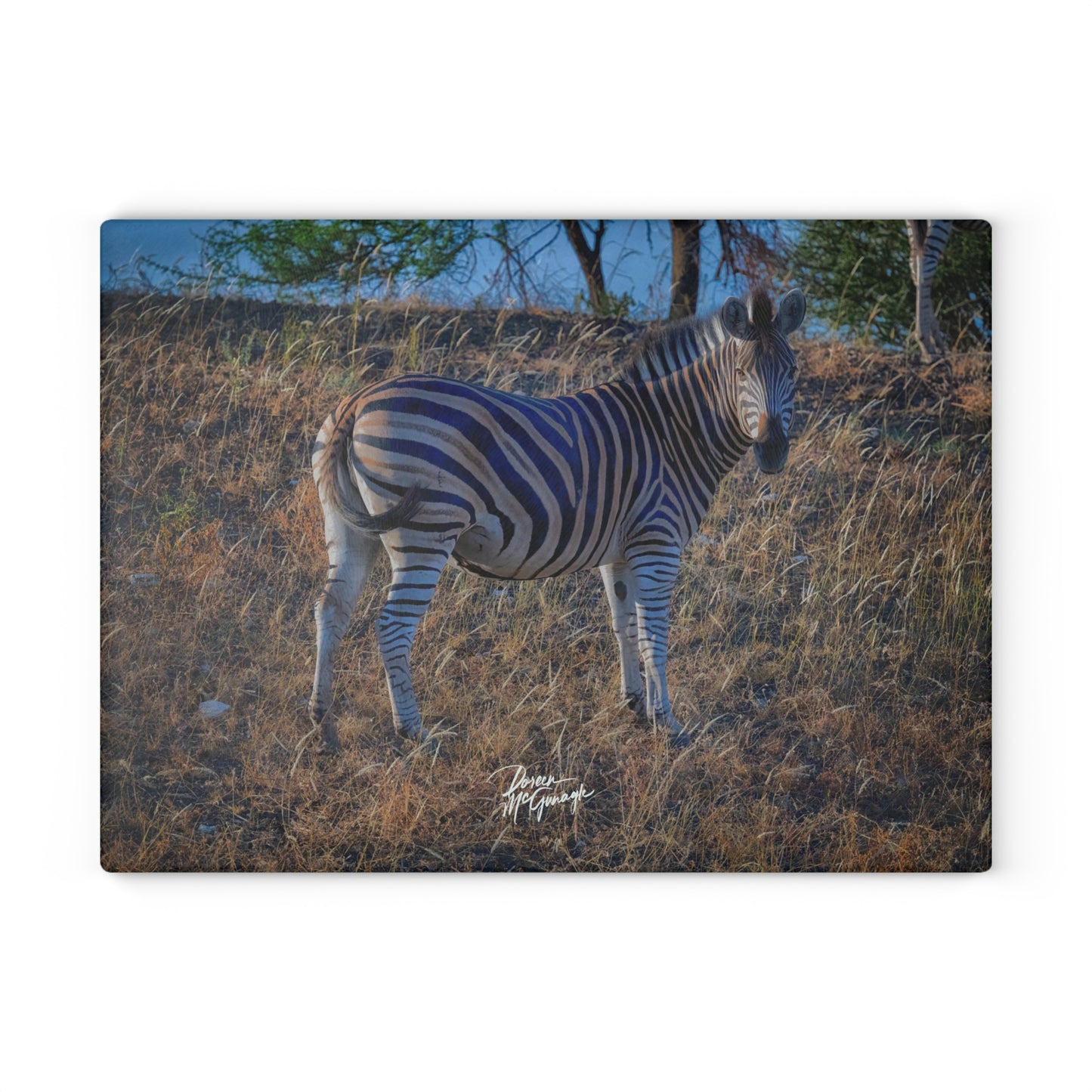 Enjoy Nature Glass Charcuterie Cutting Board with Baby Zebra Design