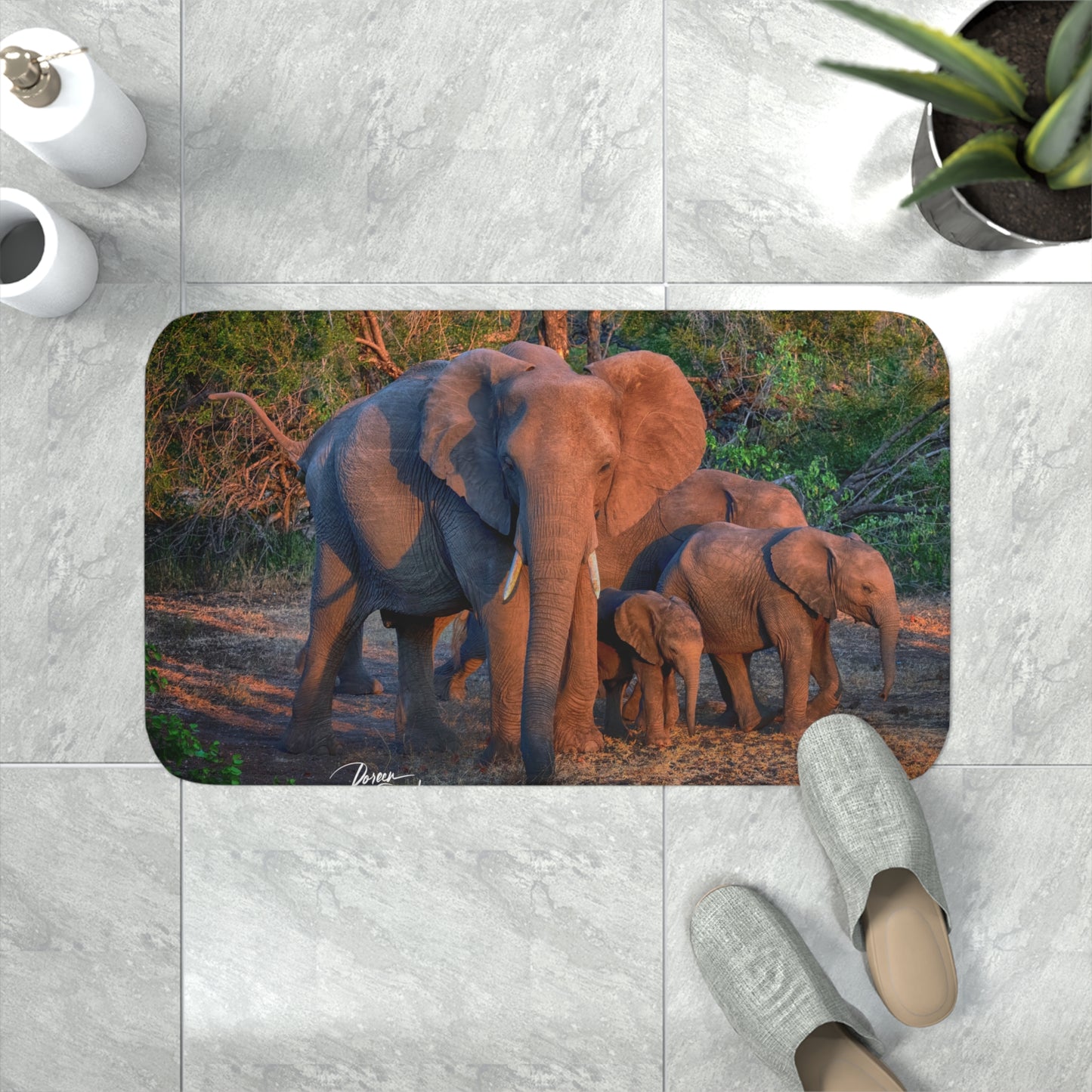 Enjoy Nature Elephant Family Memory Foam Bath Mat