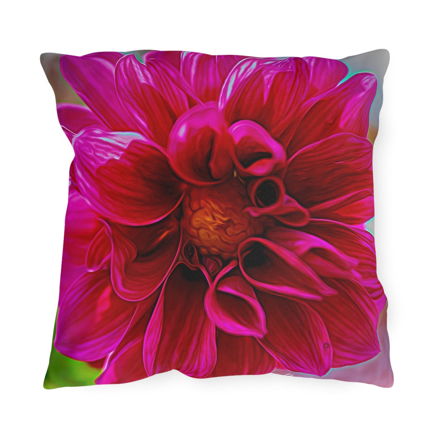 Enjoy Nature Outdoor Pillow with Dahlia Bloom – Artistic, Comfy, and Durable Decorative Accent