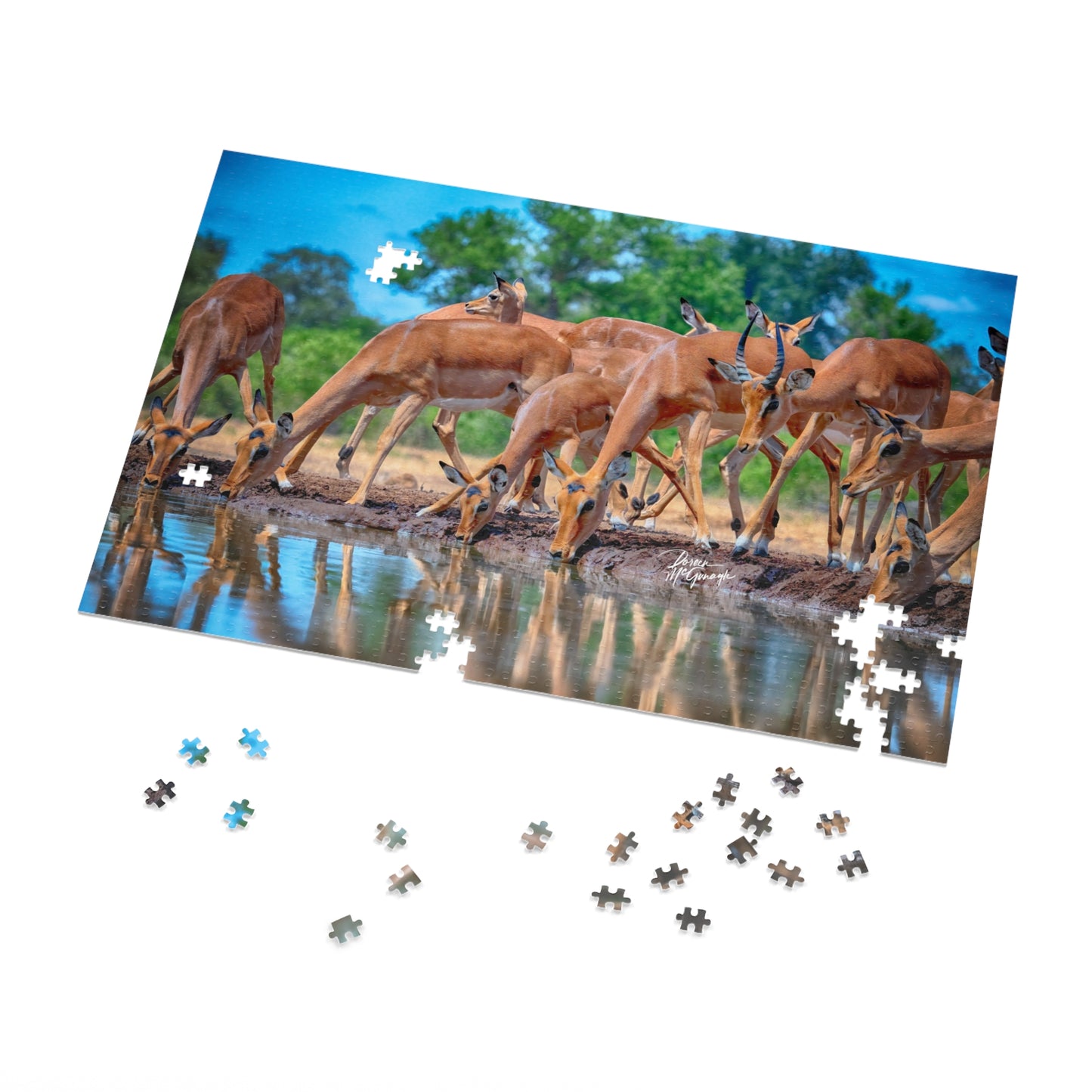 African Antelope at Watering Hole in Africa Jigsaw Puzzle by Enjoy Nature