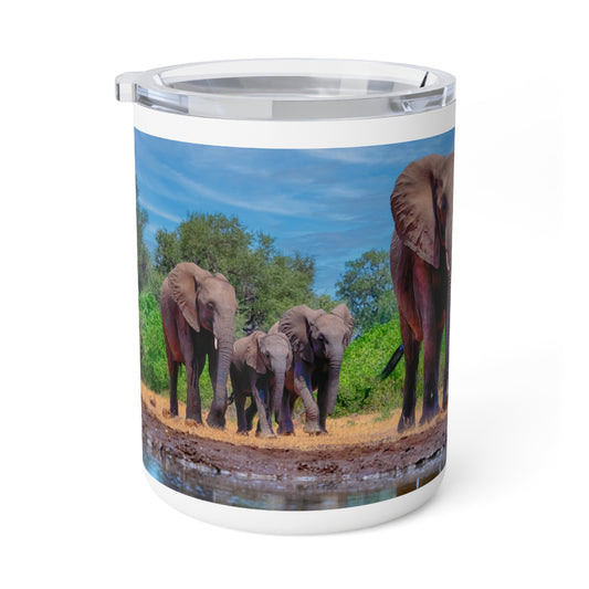 Enjoy Nature 10 oz Travel Tumbler with Spirited Elephant Family Design