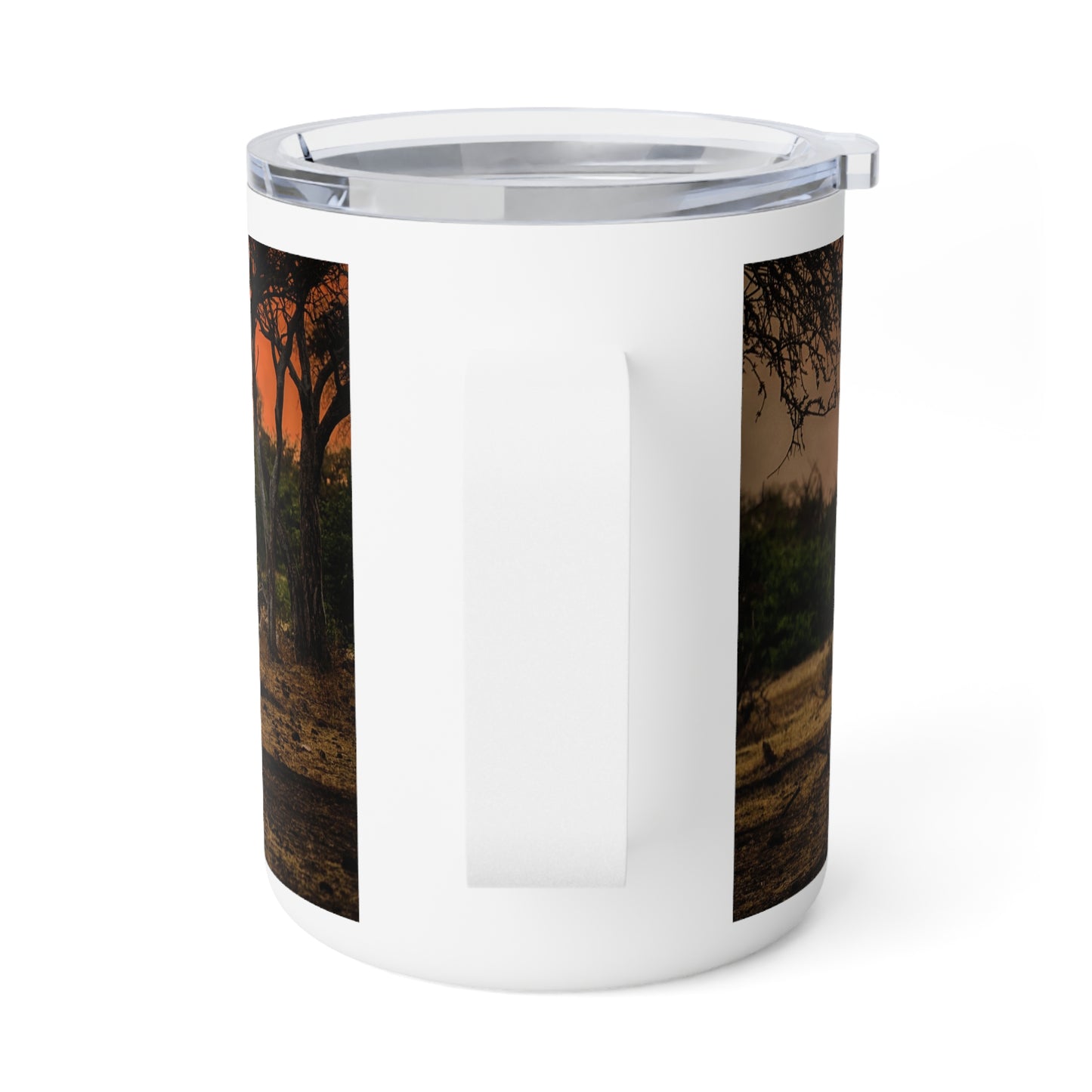 Enjoy Nature 10 oz Travel Tumbler with Spirited Elephant at Sunset Design