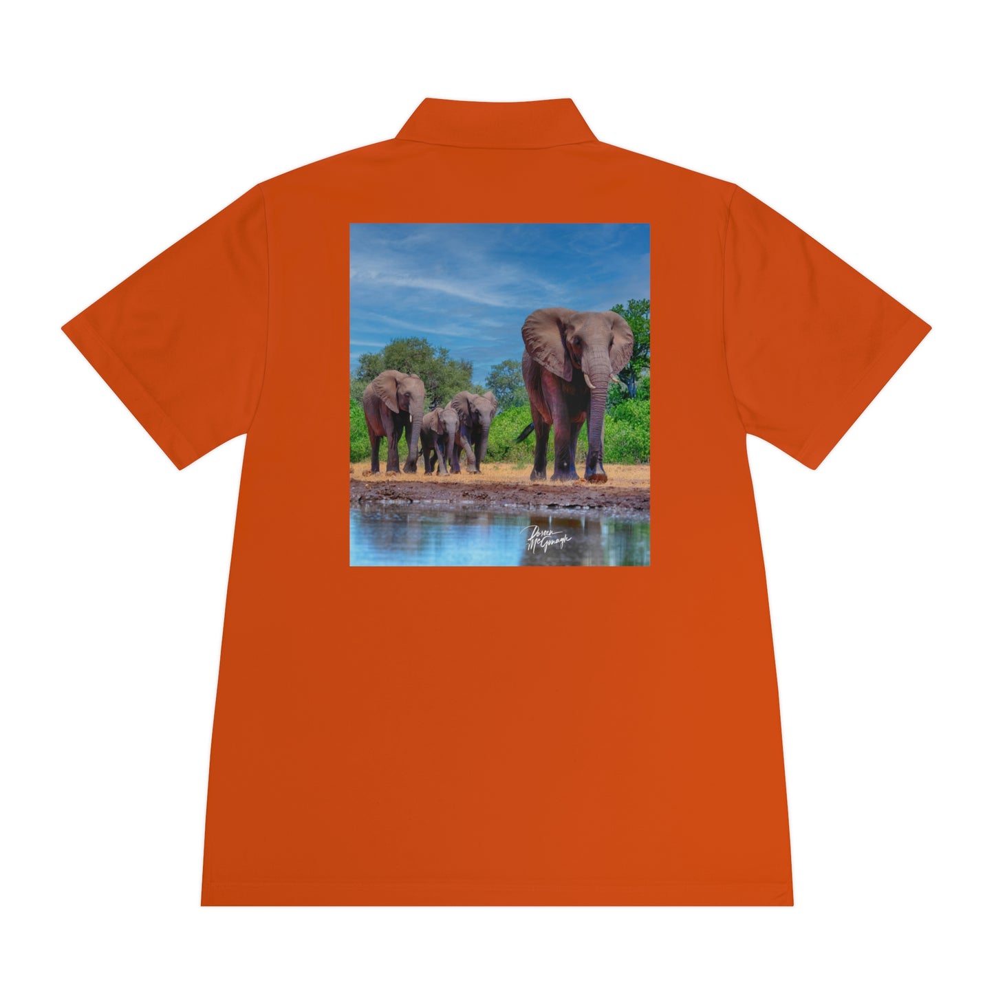 Men's Performance Polo Shirt - Elephant Family by Enjoy Nature