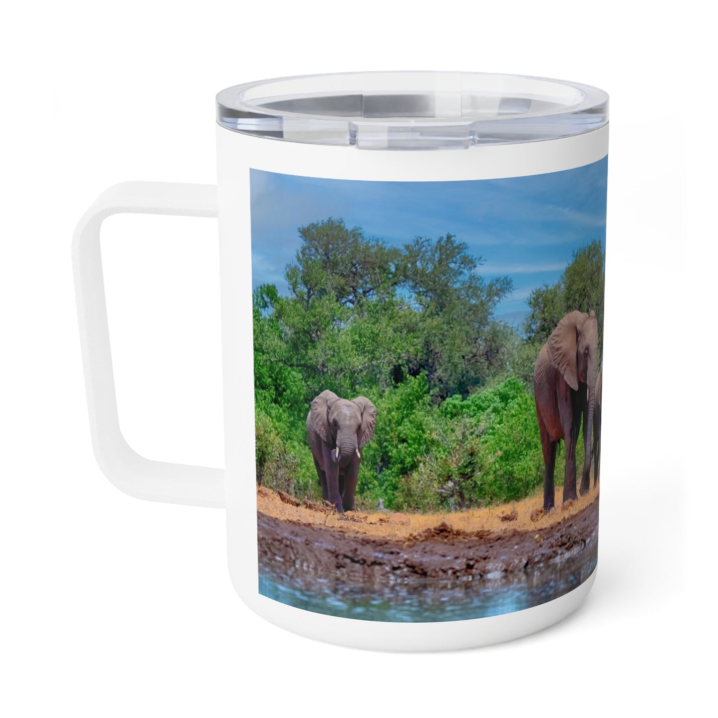 Enjoy Nature 10 oz Travel Tumbler with Spirited Elephant Family Design