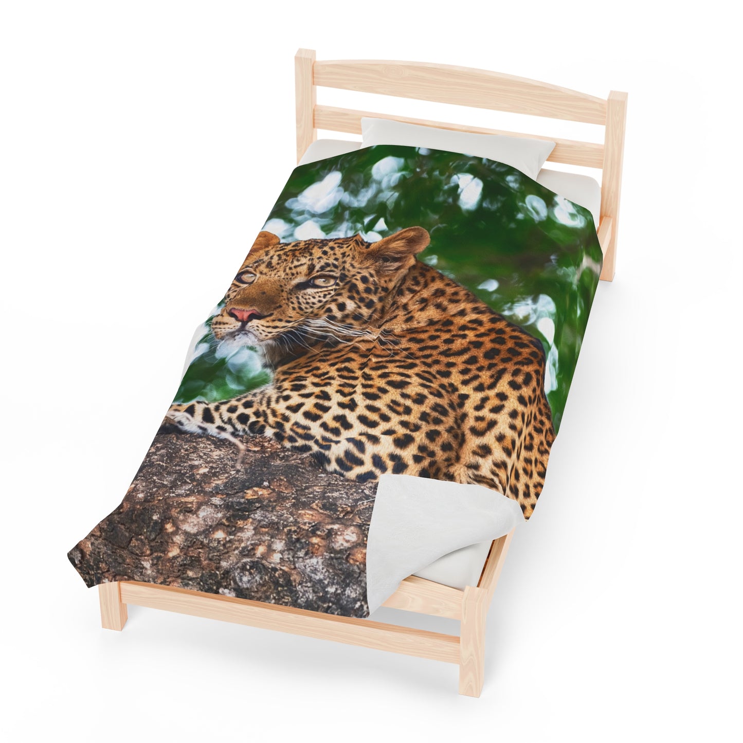 Velveteen Plush Blanket with Leopard in Tree by Enjoy Nature