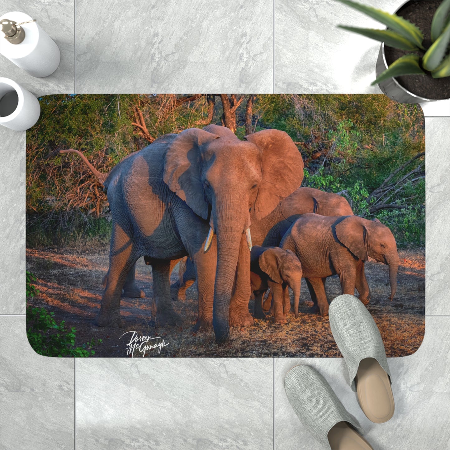 Enjoy Nature Elephant Family Memory Foam Bath Mat