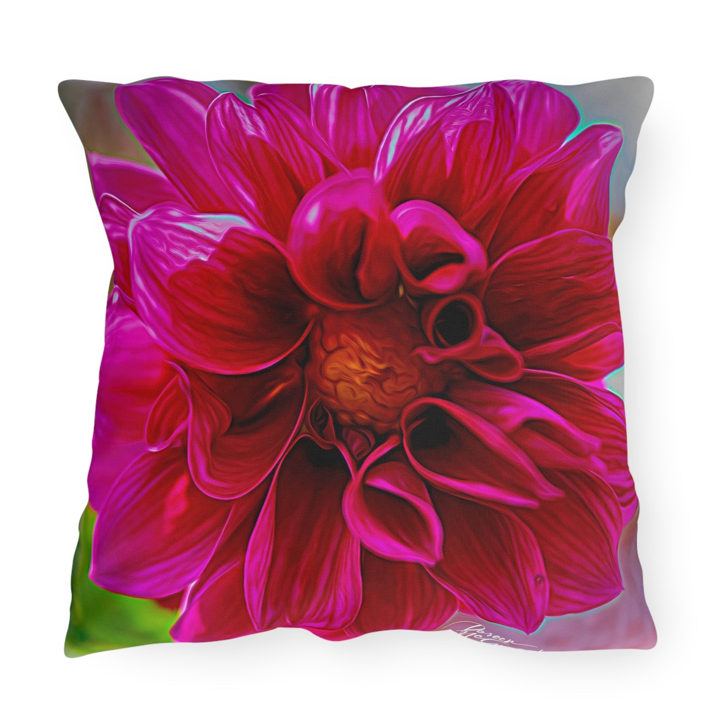 Enjoy Nature Outdoor Pillow with Dahlia Bloom – Artistic, Comfy, and Durable Decorative Accent