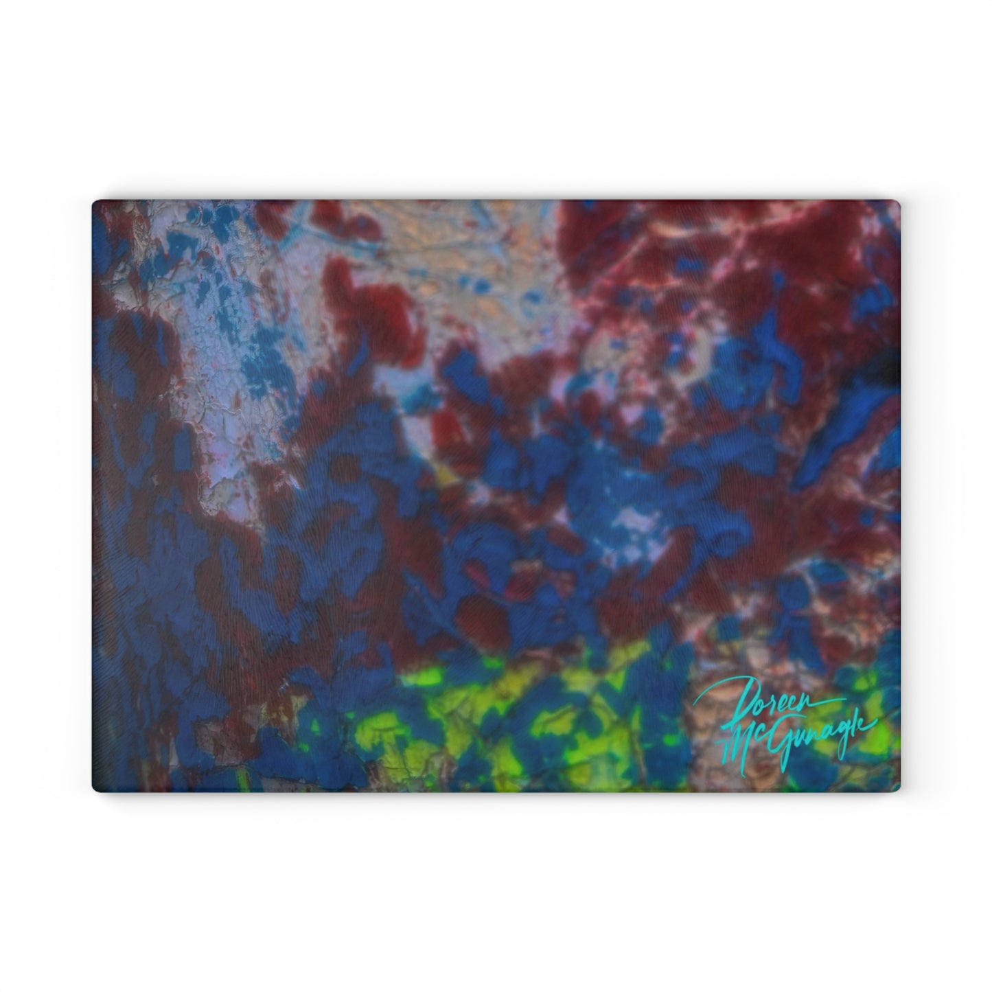 Artistic Resilience Abstract Glass Cutting Board with Nature-Inspired Design