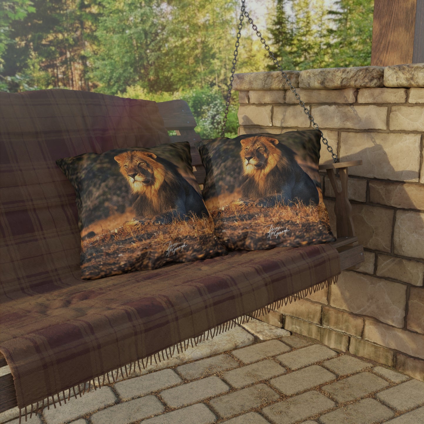 Enjoy Nature Outdoor Pillow with Lion King of Jungle – Artistic, Comfy, and Durable Decorative Accent