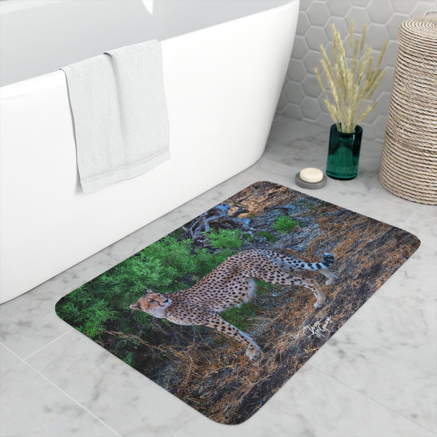 Cheetah Stand Memory Foam Bath Mat from Enjoy Nature