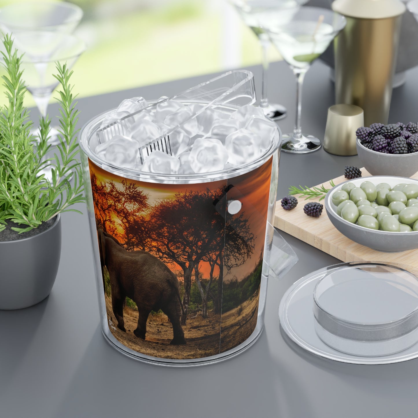 Enjoy Nature Spirited Elephant at Sunset Insulated Ice Bucket