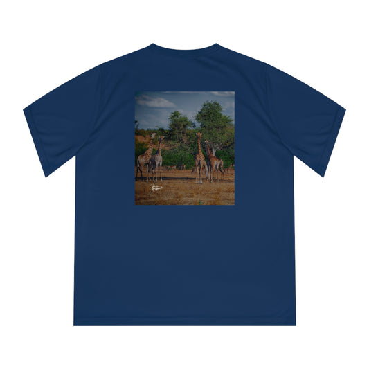 Women's Performance V-Neck T-Shirt - Giraffe Family by Enjoy Nature