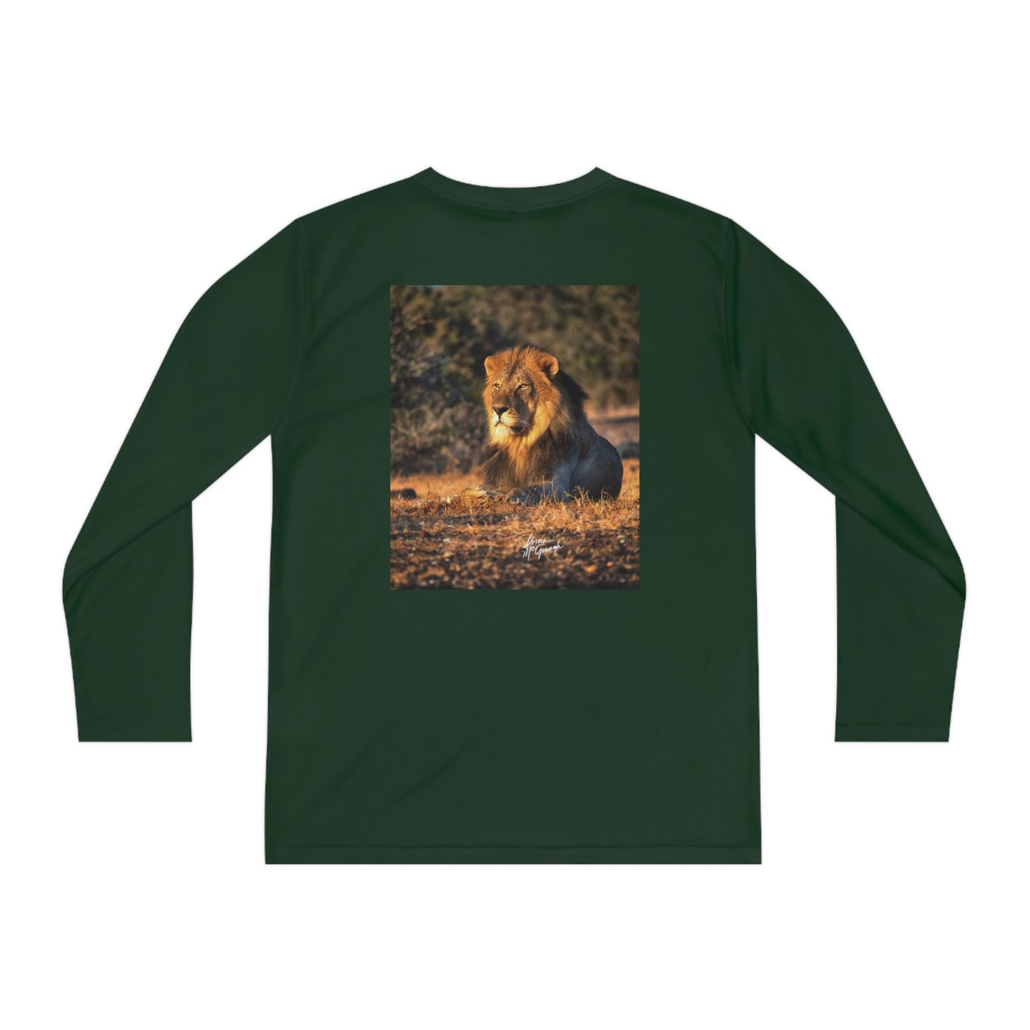 Youth Competitor Long Sleeve Tee with Lion King of the Jungle by Enjoy Nature