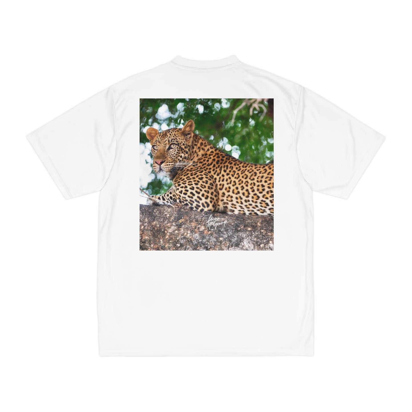 Men's Performance T-Shirt with Fine Art Image of Leopard in Tree by Enjoy Nature