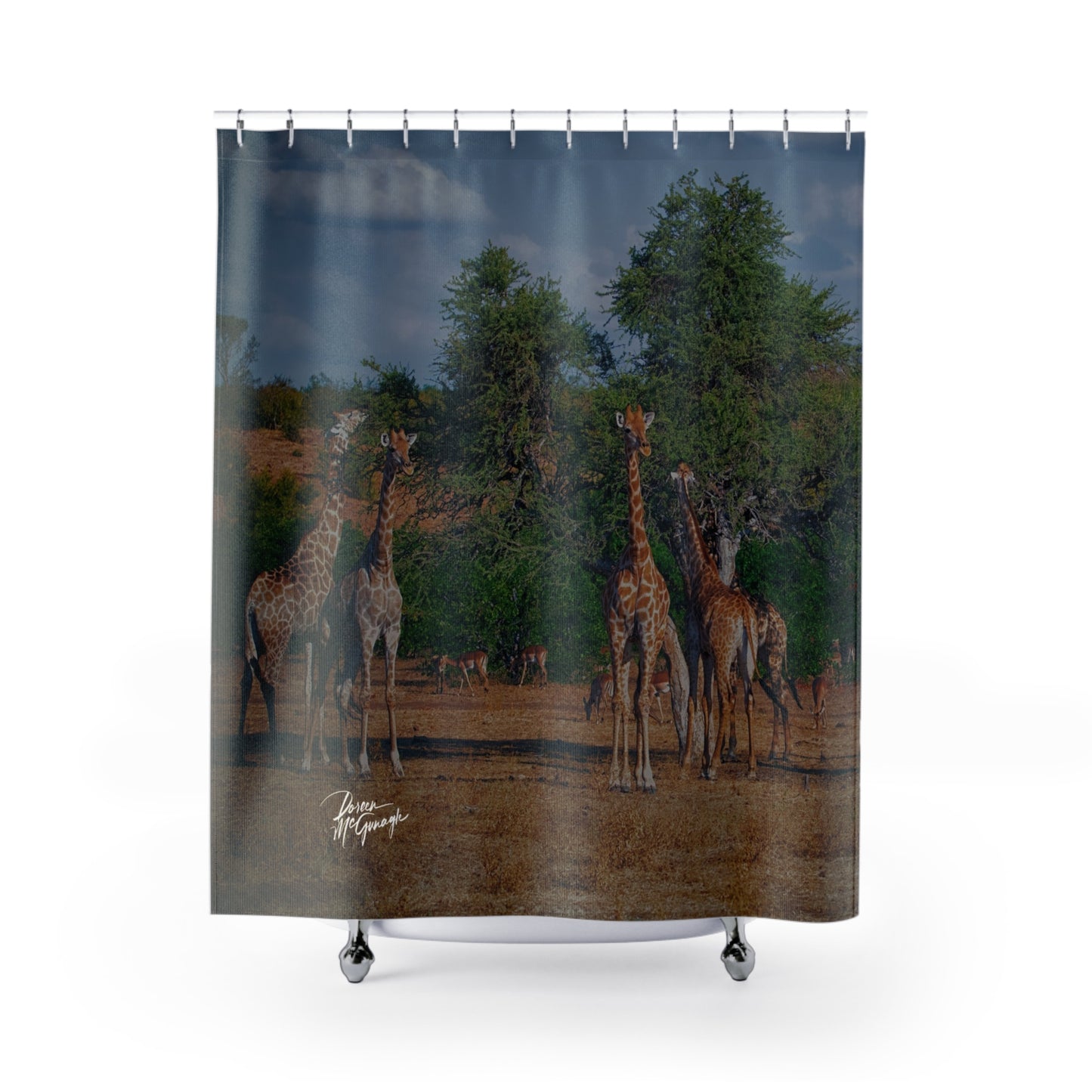 Giraffe Family Shower Curtain | Serene & Earthy Savannah Decor by Enjoy Nature